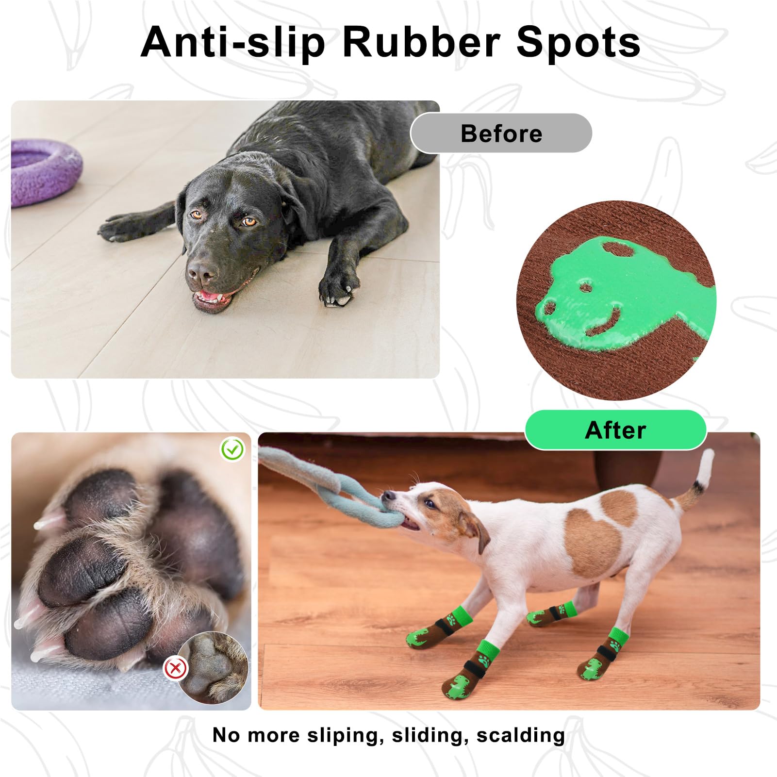 BEAUTYZOO Non-Slip Dog Socks to Prevent Licking Paws, Dog Shoes for Hot Pavement, Paw Protector Traction on Wood/Hardwood Floors