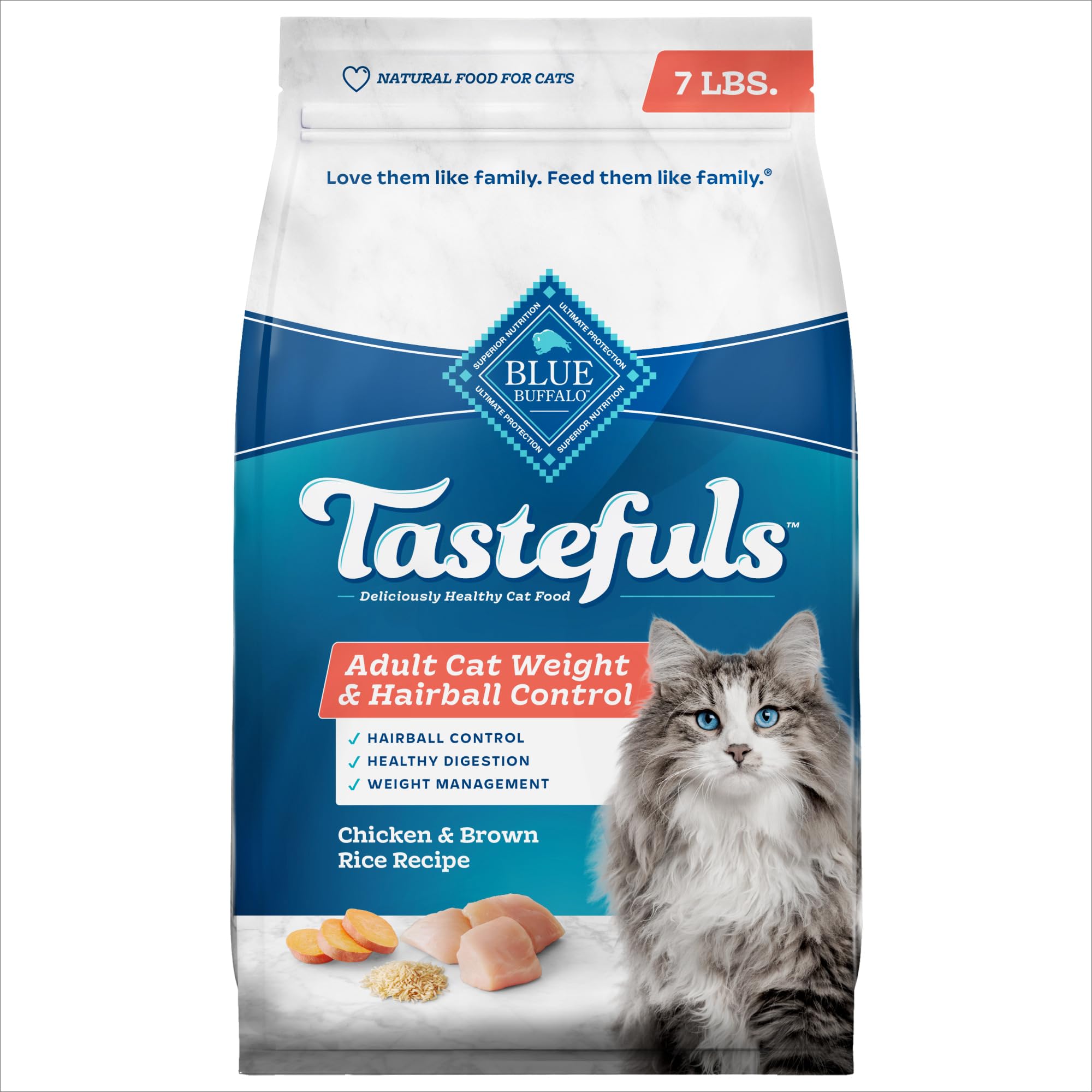 Blue Buffalo Tastefuls Adult Dry Cat Food for Weight Management & Hairball Control, Made in the USA with Natural Ingredients, Ch