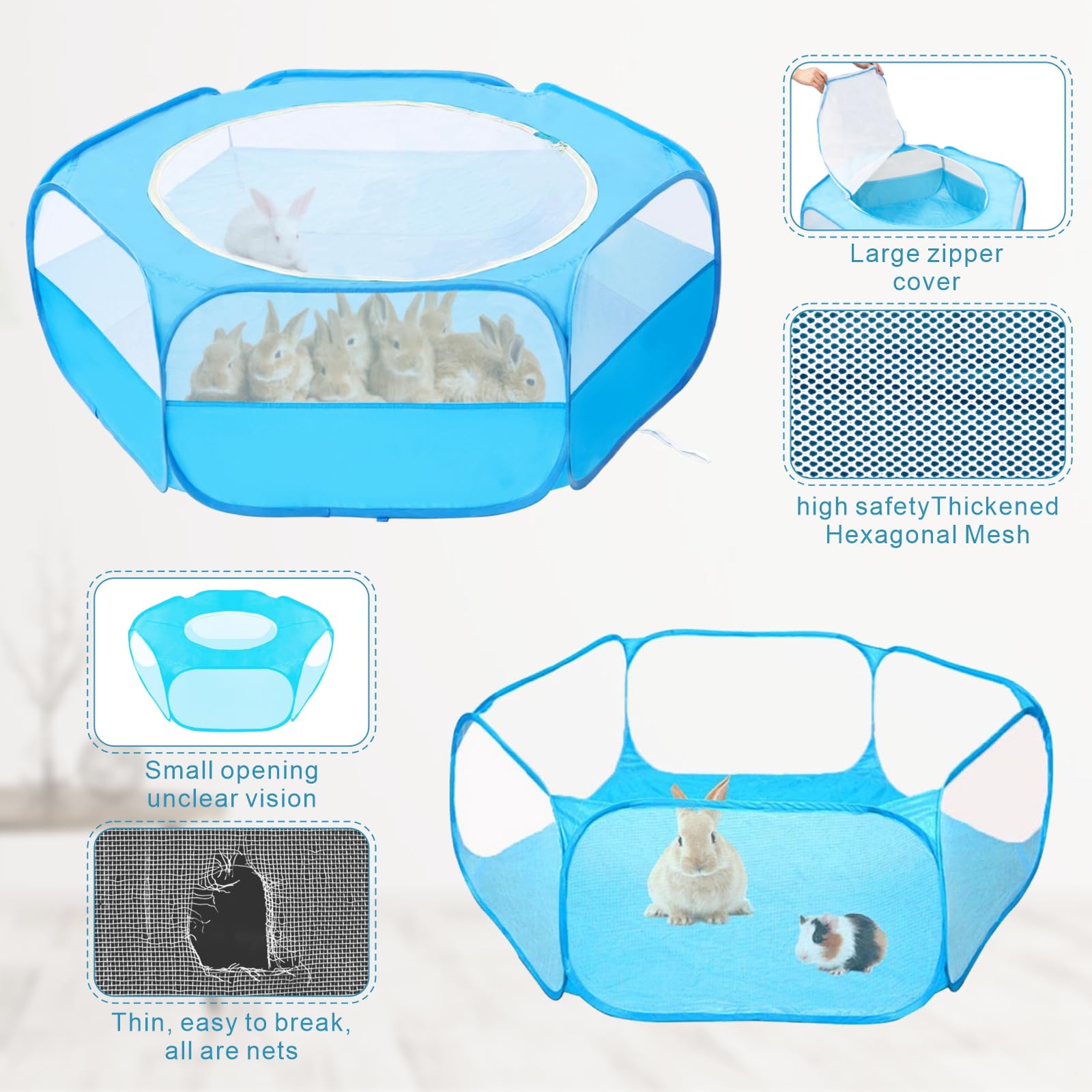 Xirgs Small Animal Playpen, Waterproof Small Pet Cage Tent Portable Outdoor Exercise Yard Fence With Top Cover Anti Escape Yard Fence For Kitten/Cat/Rabbits/Bunny/Hamster/Guinea Pig/Chinchillas