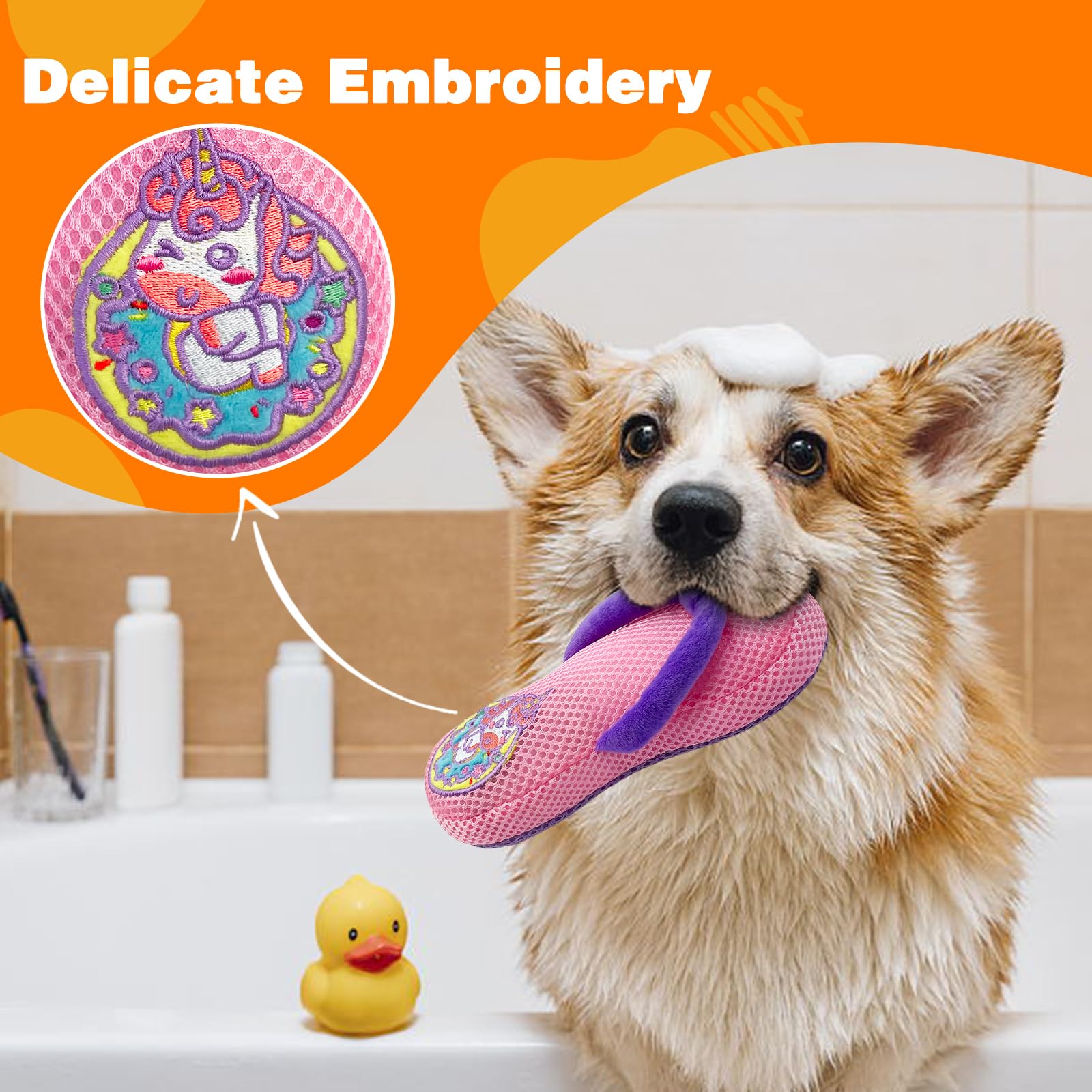 Lepawit Squeaky Dog Toys, Floating Dog Toys With Mesh For Cleaning Teeth, Pink Slippers Dog Gifts For Small And Medium Dogs