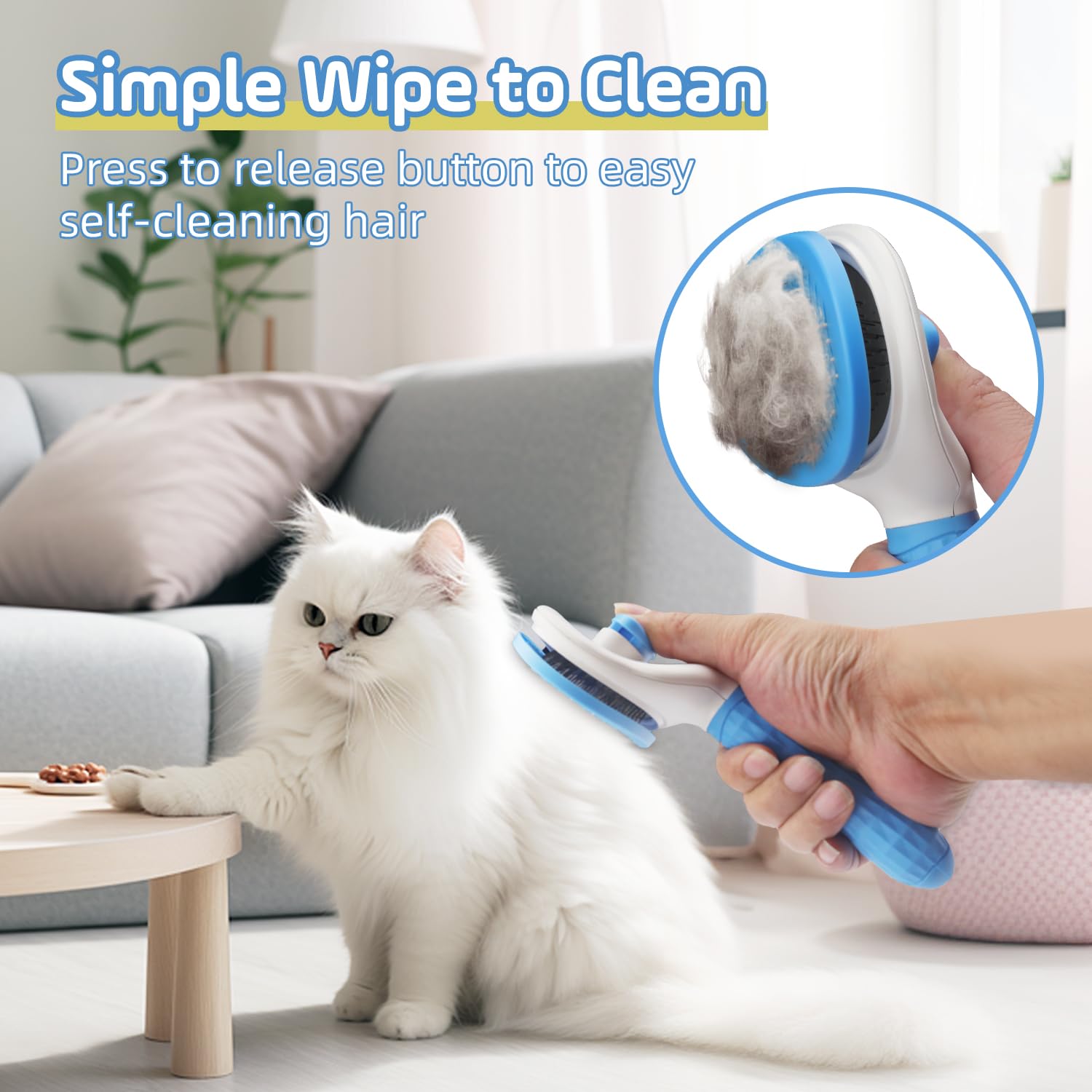 SOGUE Cat Brush,Self Cleaning Slicker Dog Brush for shedding,Skin Friendly Cat Brushes for Indoor Cats Massage Grooming,Dog Desh