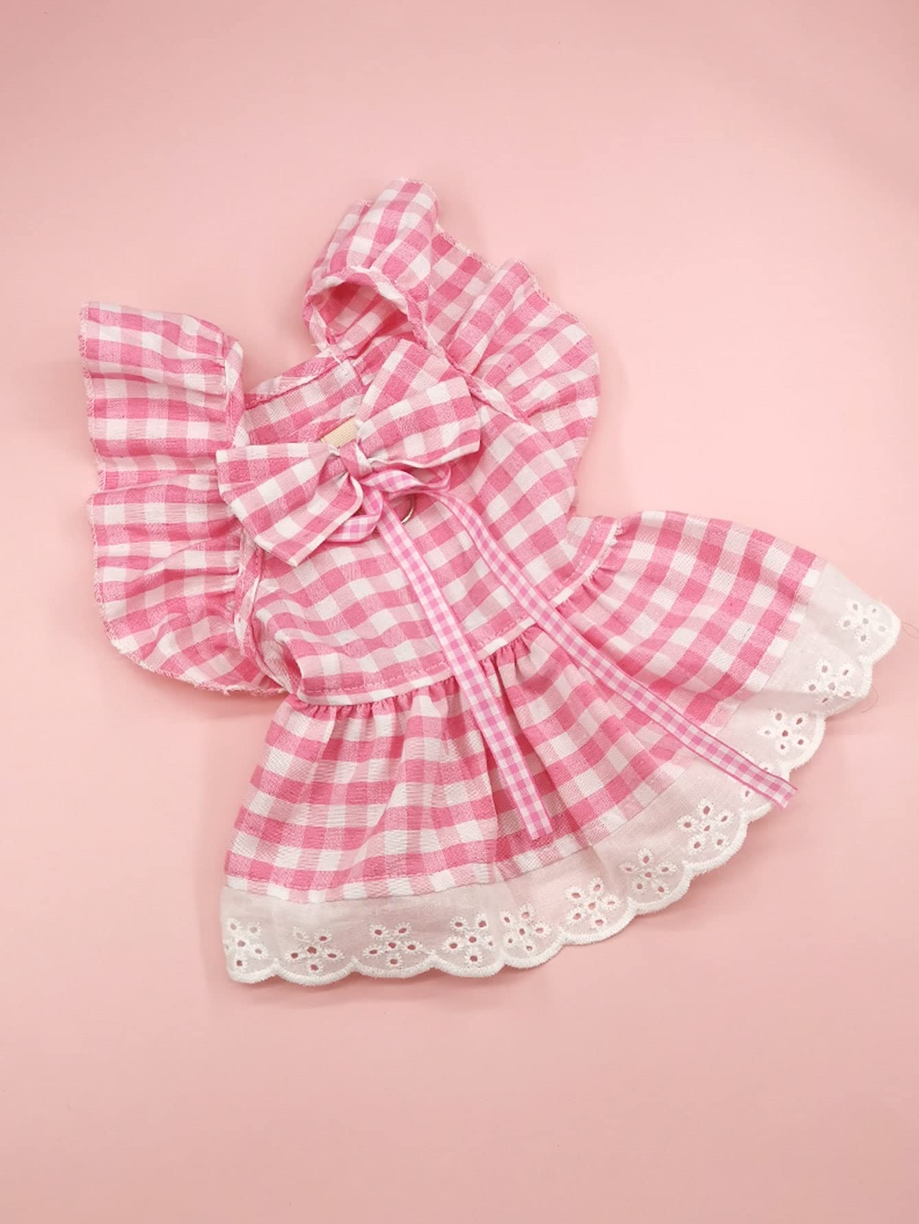 QWINEE Cute Dog Dress Ruffle Trim Cat Lace Princess Dresses with Bow Decor Puppy Tutu Skirt Holiday Party Costume Outfit for Sma