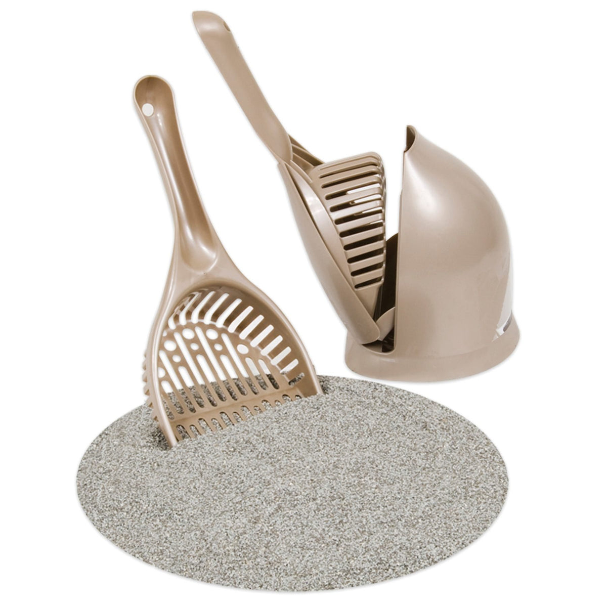 Petmate Scoop N' Hide Cat Litter Scoop With Discreet Holder; Titanium