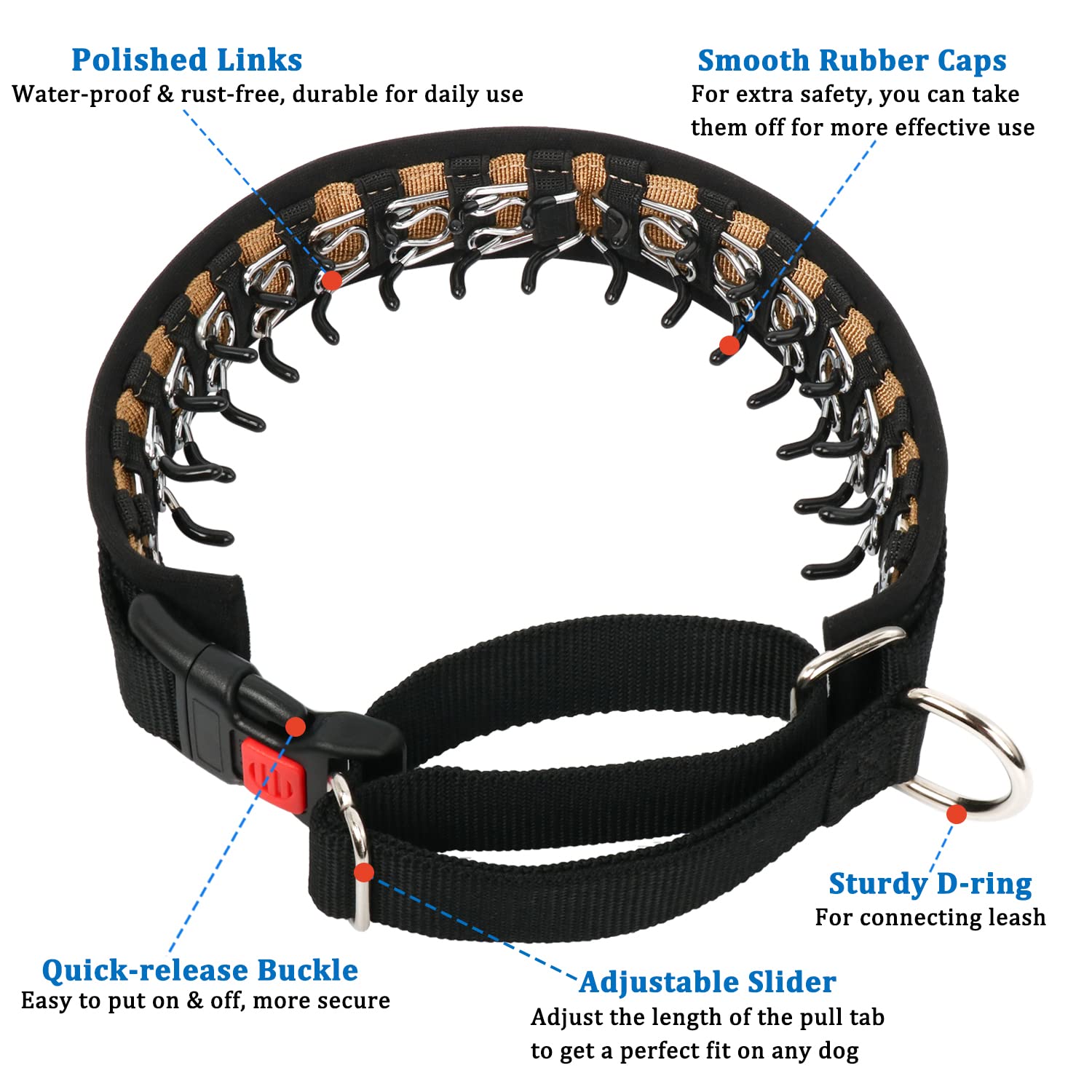 Martingale Collar For Dogs, No Pull Dog Collar For Small Medium Large Dogs, Dog Walking Collar For Pulling, Anti Pull Dog Martingale Training Collars With Buckle (M, Black)