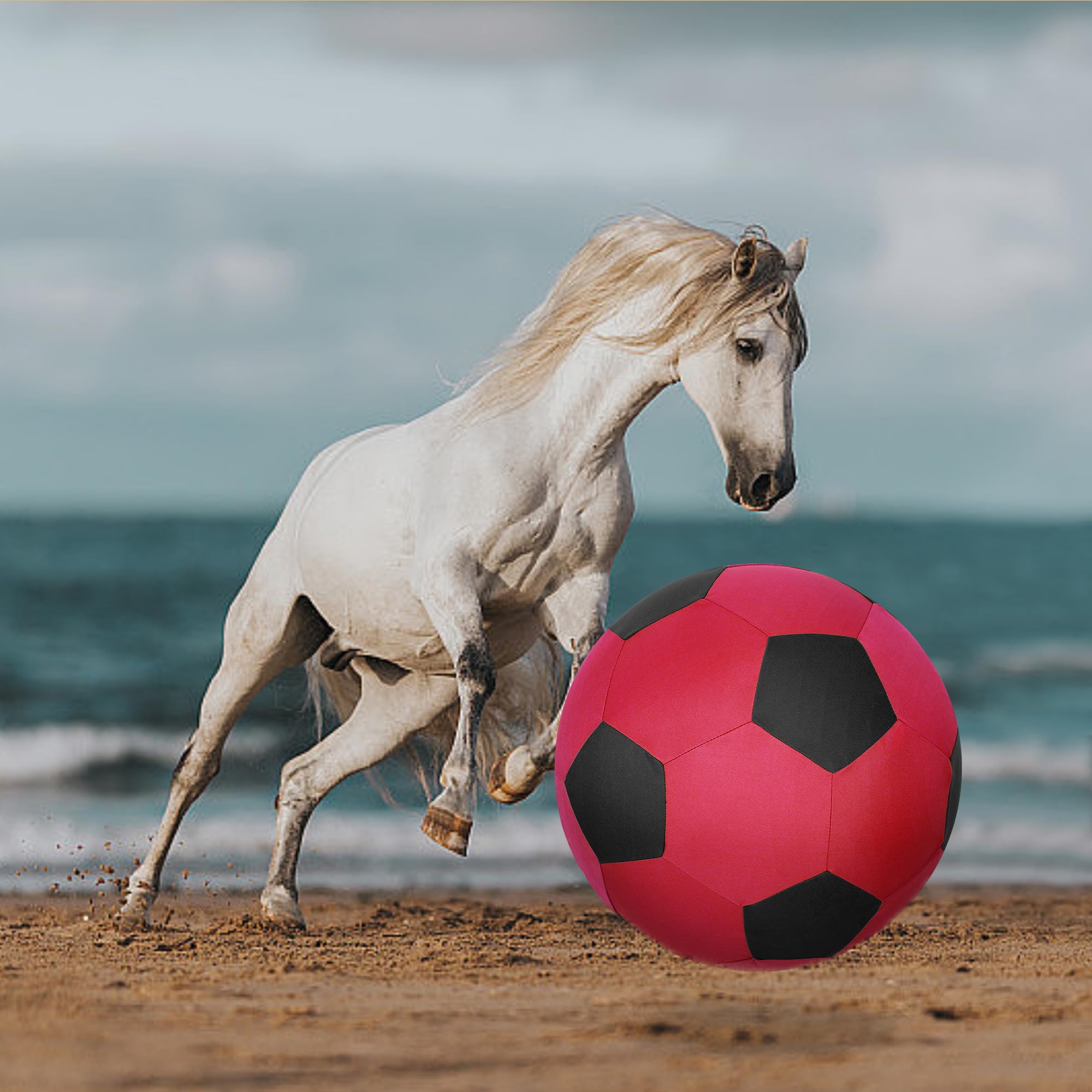 Anc Pop Herding Ball For Horse Ball & Cover 40' Large For Play Herding Ball Horse Toys For Horse (Red & Black)