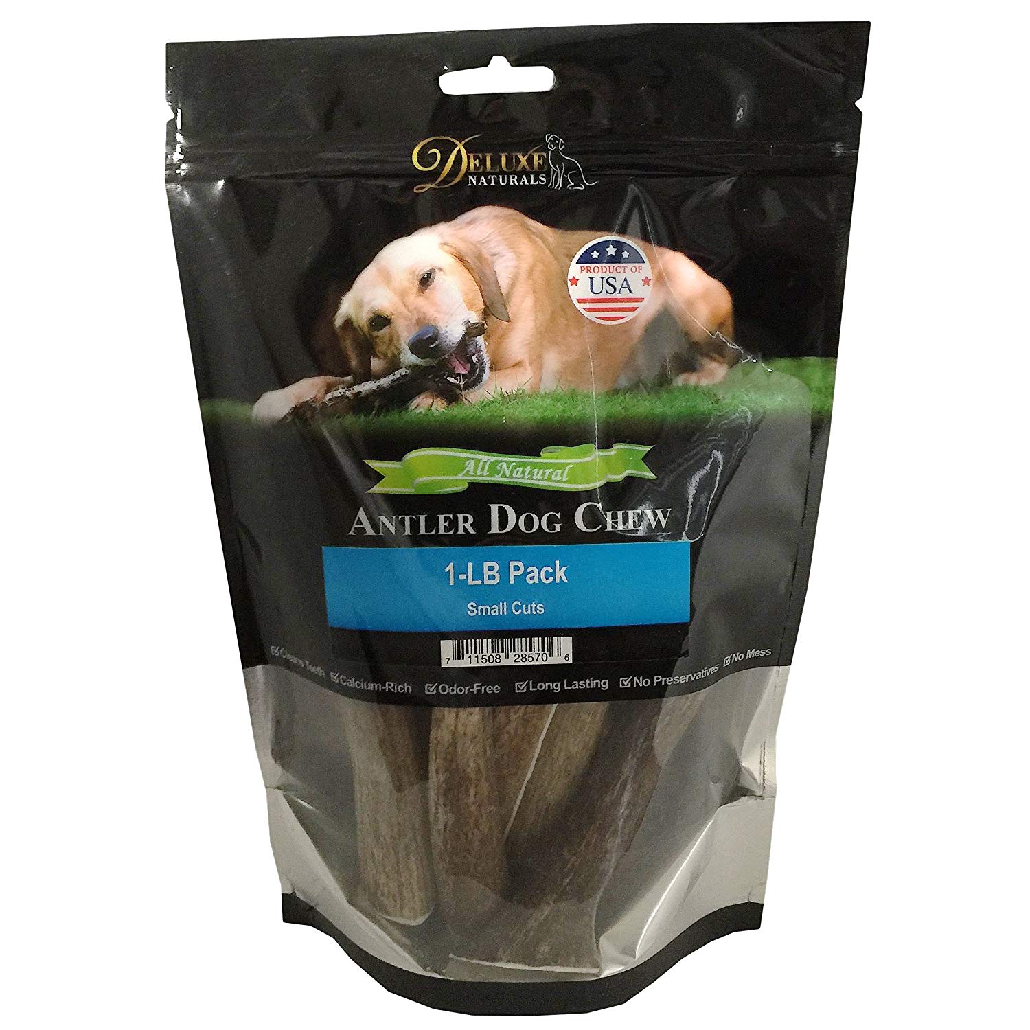Deluxe Naturals Elk Antler Chews For Dogs | Naturally Shed Usa Collected Elk Antlers | All Natural A-Grade Premium Elk Antler Dog Chews | Product Of Usa, 2 Packs Of 1 Pound Small Cuts