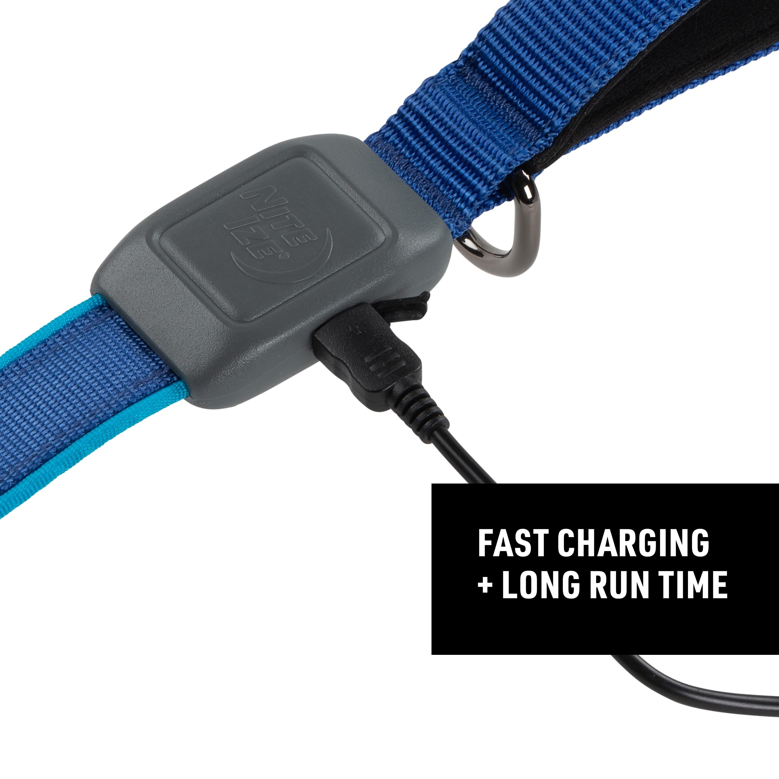 Nite Ize Nitedog Rechargeable Led Leash - Rechargeable Led Light Dog Leash With Padded Handle - Dog Walking Accessories For Walking & Running - 5 Feet, Blue