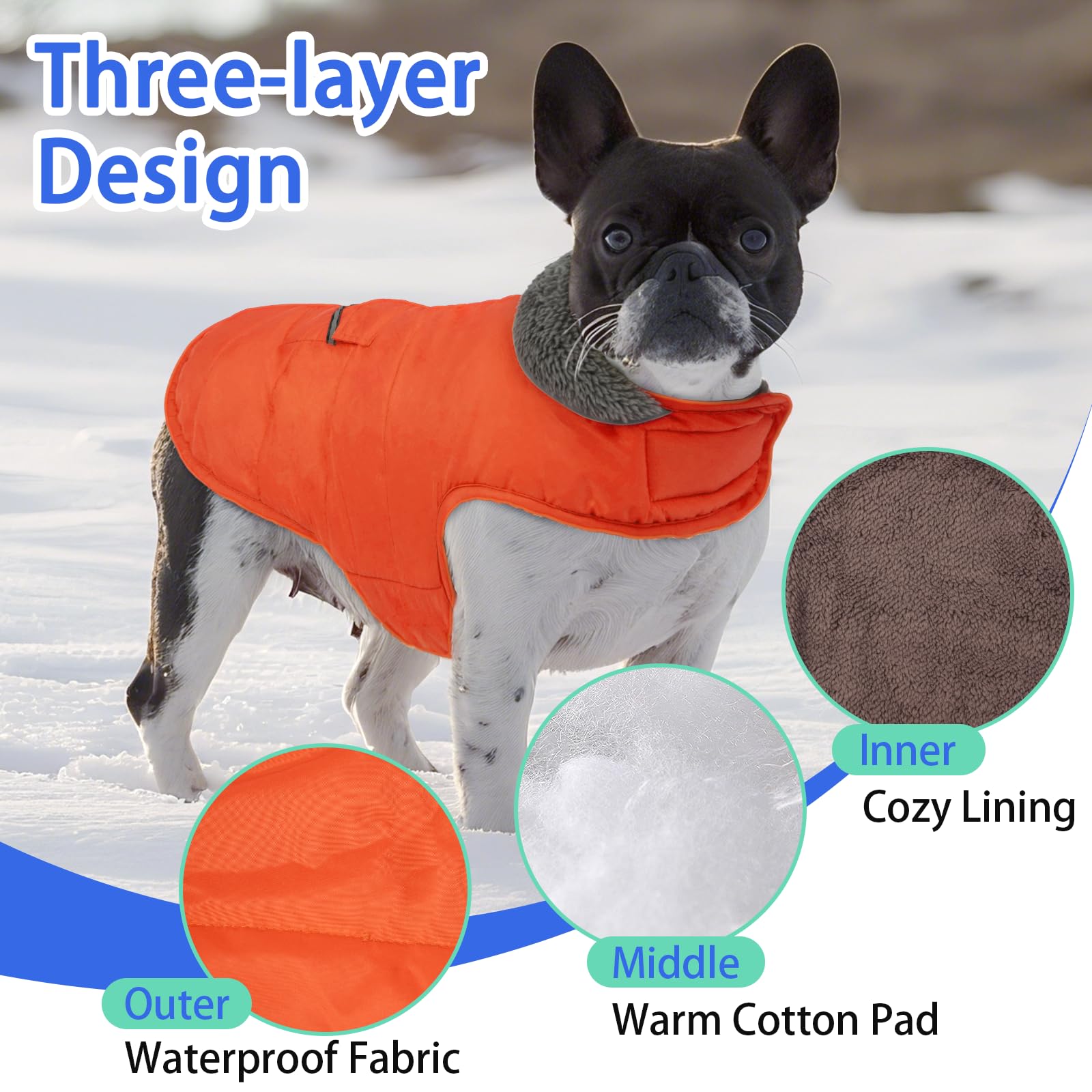 MIGOHI Warm Dog Coat, Winter Dog Jacket for Cold Weather, Reflective Windproof Dog Fleece Vest Thick Dog Apparel with Leash Hole
