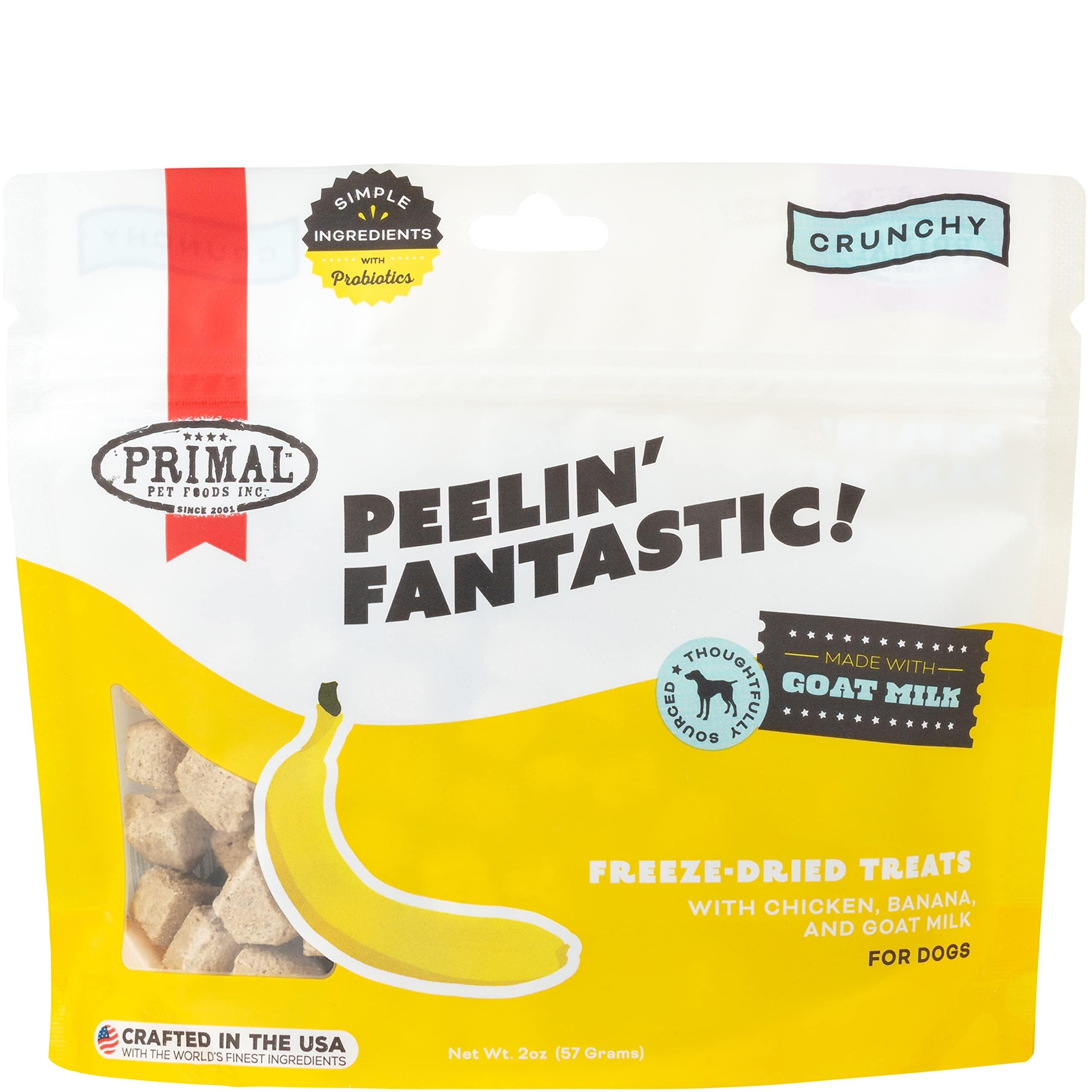 Primal Freeze Dried Dog Treats, Peelin Fantastic; Chicken & Banana with Goat Milk, Grain Free Training Treats for Dogs with Pro