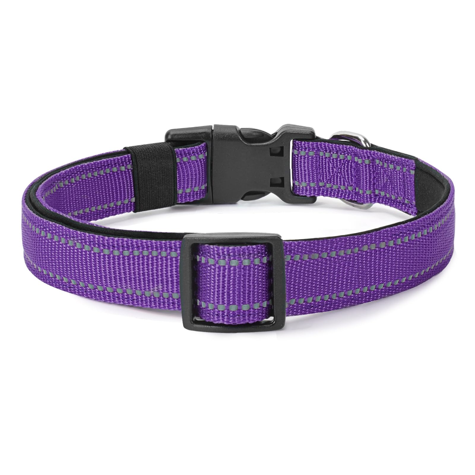 Penseepet Reflective Dog Collar Padded With Soft Neoprene Breathable Quick Release Basic Dog Collars For Medium Dogs Purple Girl