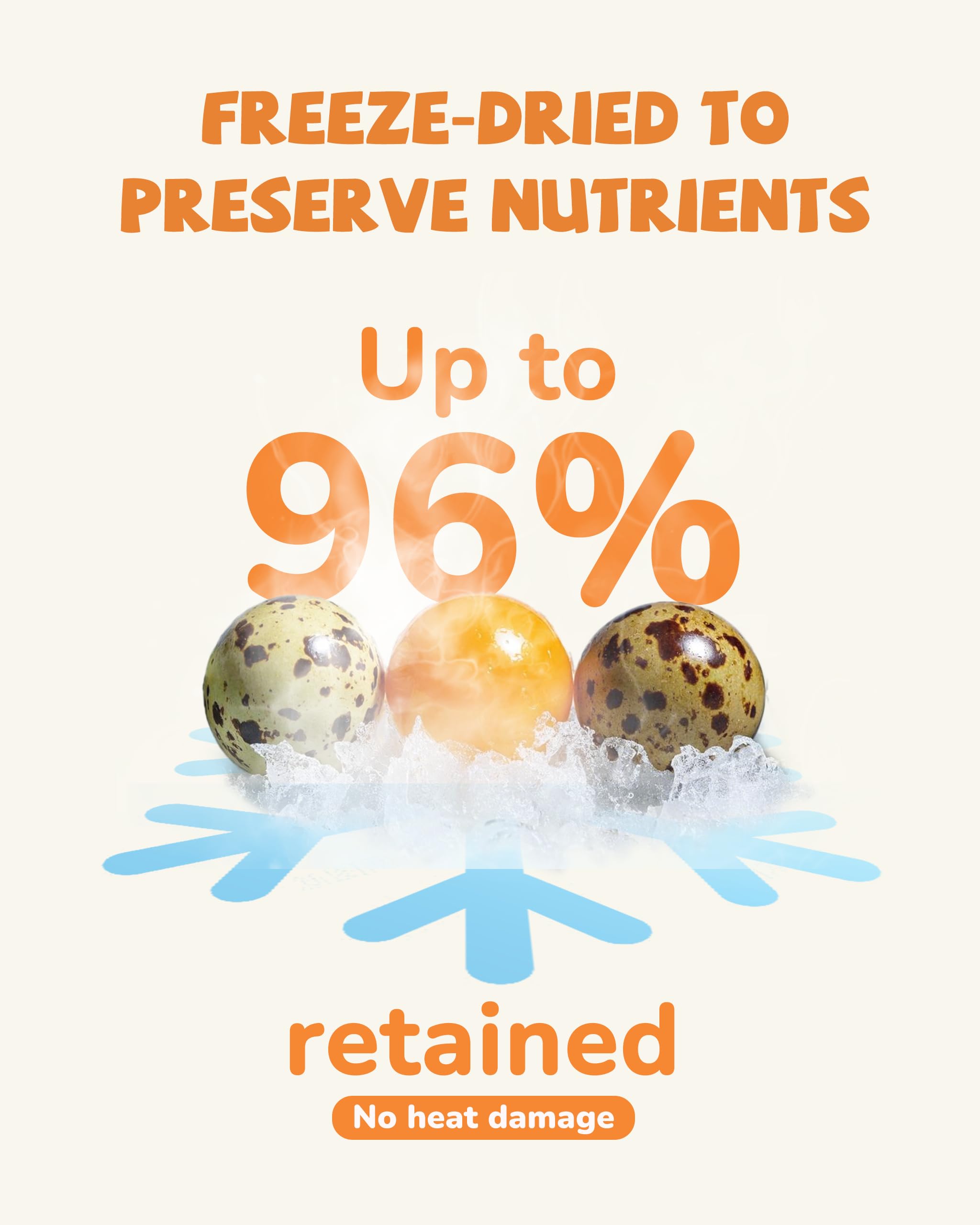 PAWUP Freeze Dried Cat & Dog Treats, Natural Quail Egg Yolk, Single Ingredient, High-Protein Pet Snacks for Skin & Coat Health,