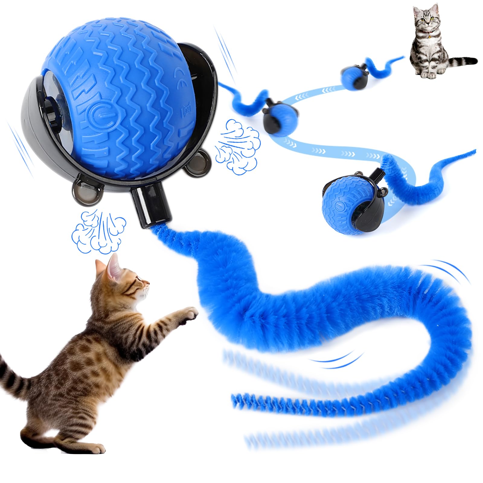 Wandyme Cat Toy, 2025 New Smart Interactive Cat Toy Ball, Automatic Moving Ball For Cat Dog Toys (Blue)