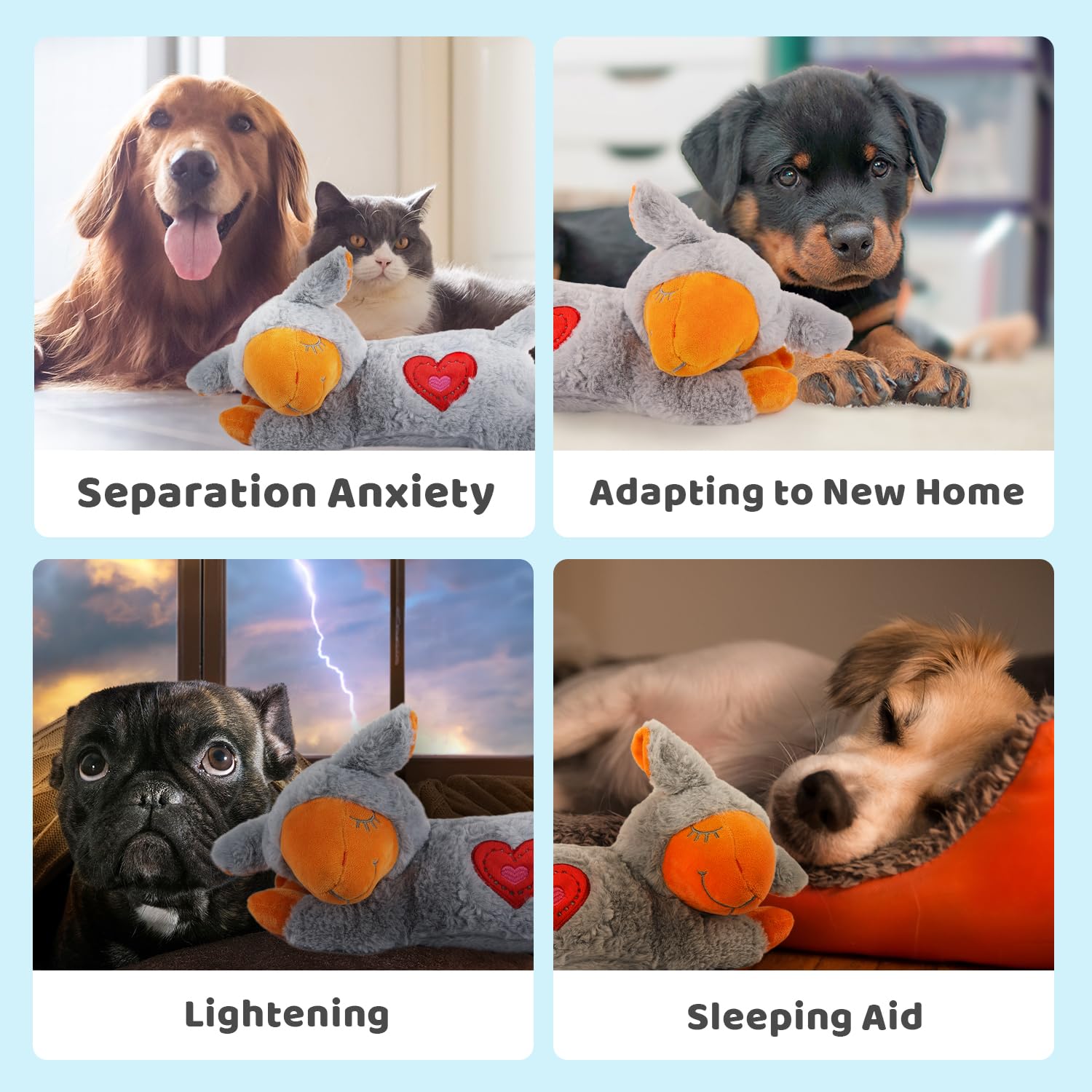 ALL FOR PAWS Heart Beat Dog Toy, Puppy Sleeping Buddy Cuddle Toy Dog Soothing Plush Toy, Crate Training Puppy Stuffed Animal Gif