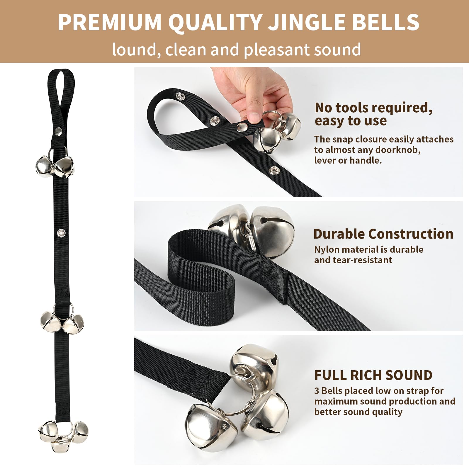 [Upgraded] Puppy Bells Dog Doorbells For Door Knob/Potty Training/Go Outside-Dog Bells For Puppies Dogs Doggy Doggie Pooch Pup Pet Hound Mutt Cat For Dog Lovers + Dog Training Clicker With Wrist Strap