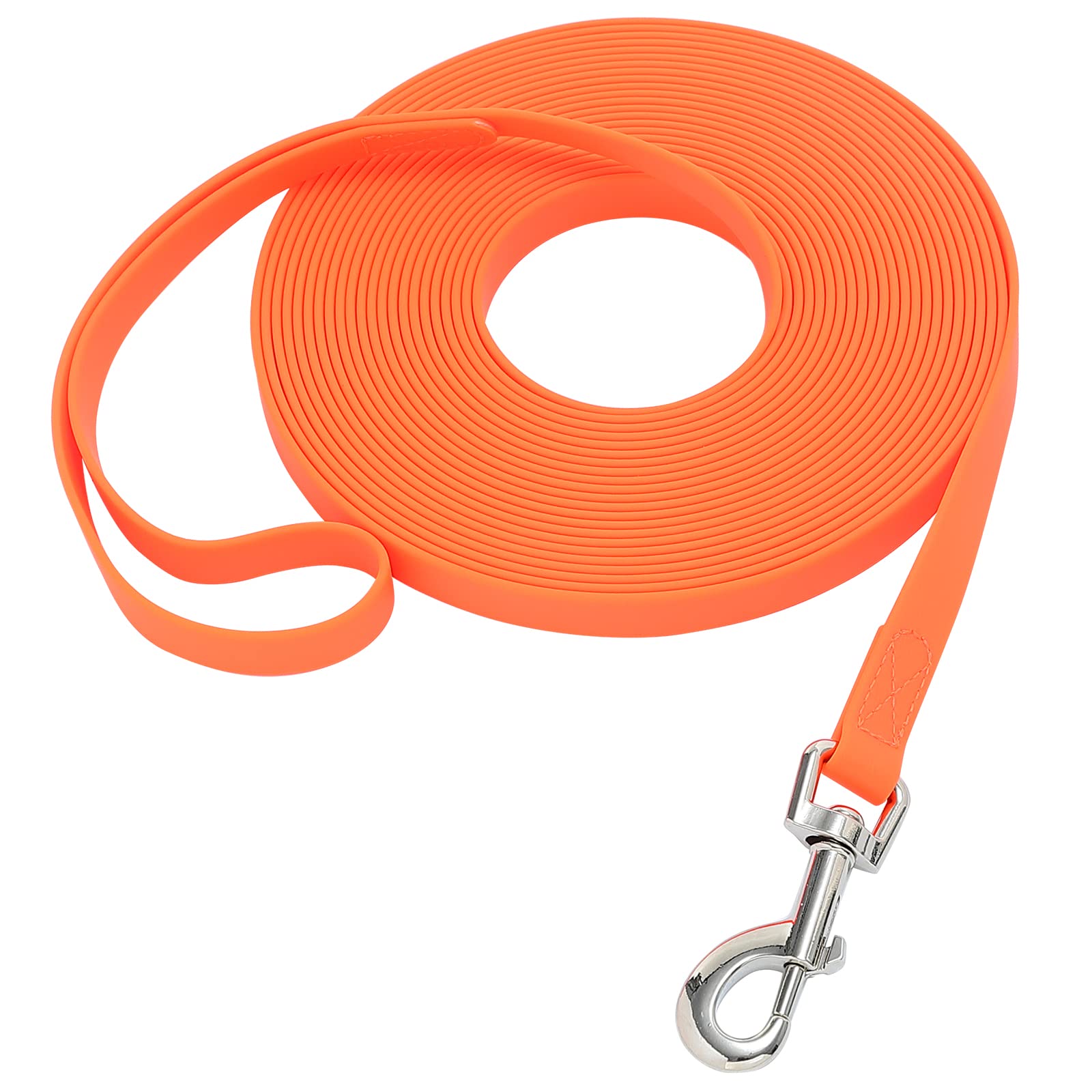 Waterproof Long Leash Durable Dog Recall Training Lead Great For Outdoor Hiking, Training, Yard, Beach And Swimming (Orange, 15F