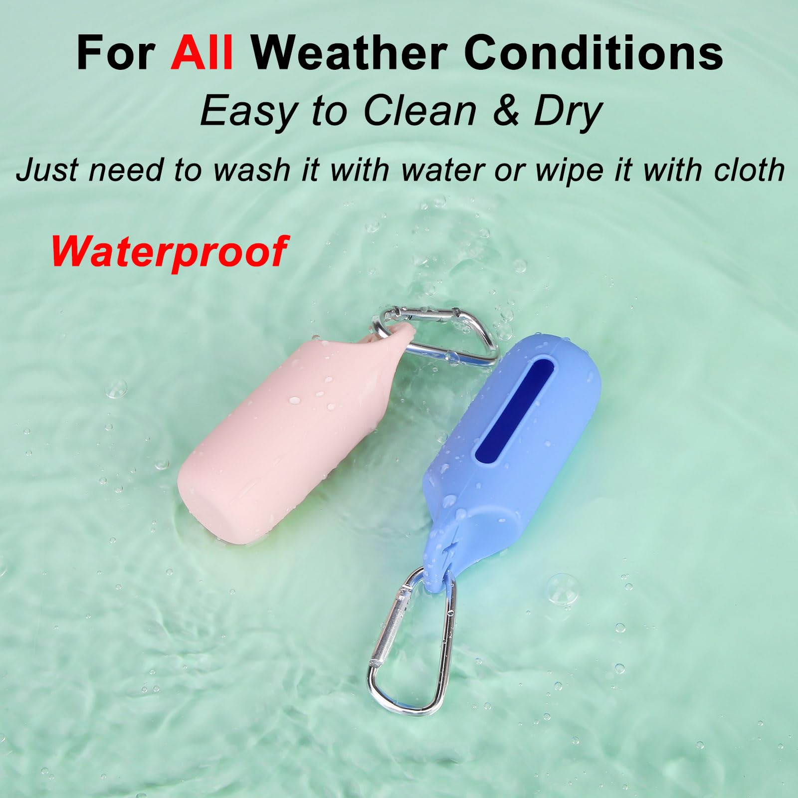 Dog Poop Bag Holder For Leash, Soft Silicone Doggie Poop Bag Dispenser For Outdoor Pet Waste With Carrier Clip & 1 Roll Of Pouch