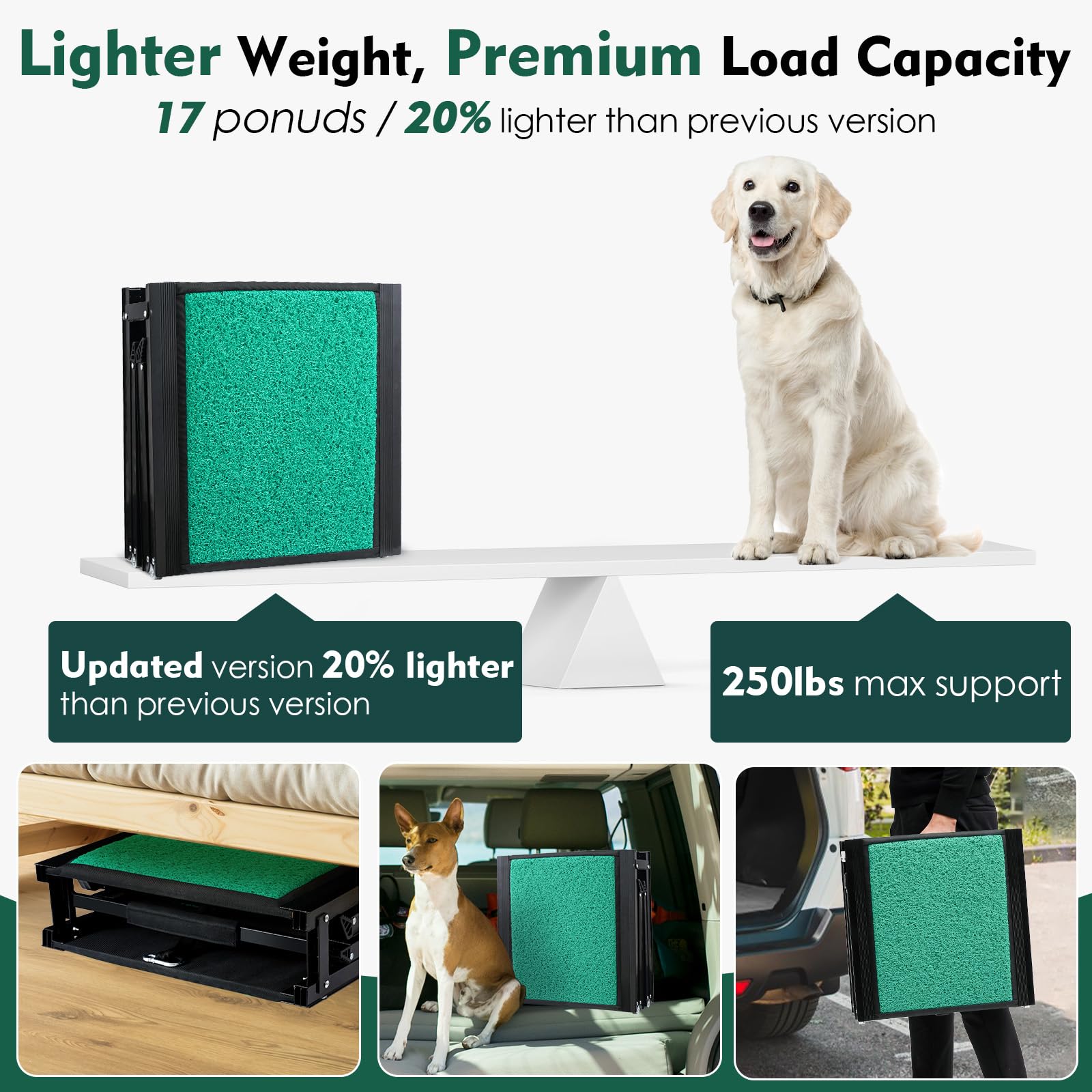 Max Length 71'' & Width 20'' Dog Car Ramp For Large Dogs Up To 250Lbs, Foldable & Non-Slip Surface Ideal For Cars, Suvs, Trucks