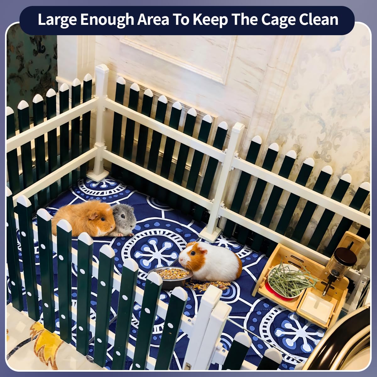 3 Pcs Guinea Pig Cage Liners, Washable Guinea Pig Cage Liner, Reusable & Anti Slip & Waterproof, Absorbent Guinea Pig Pee Pad Fo