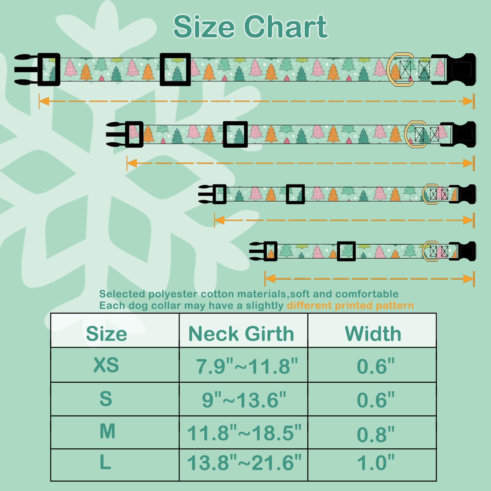 Faygarsle Green Dog Collar With Charm Design Christmas Theme Pattern For Small, Medium, Large Dogs - Cute, Stylish Collar For Gi