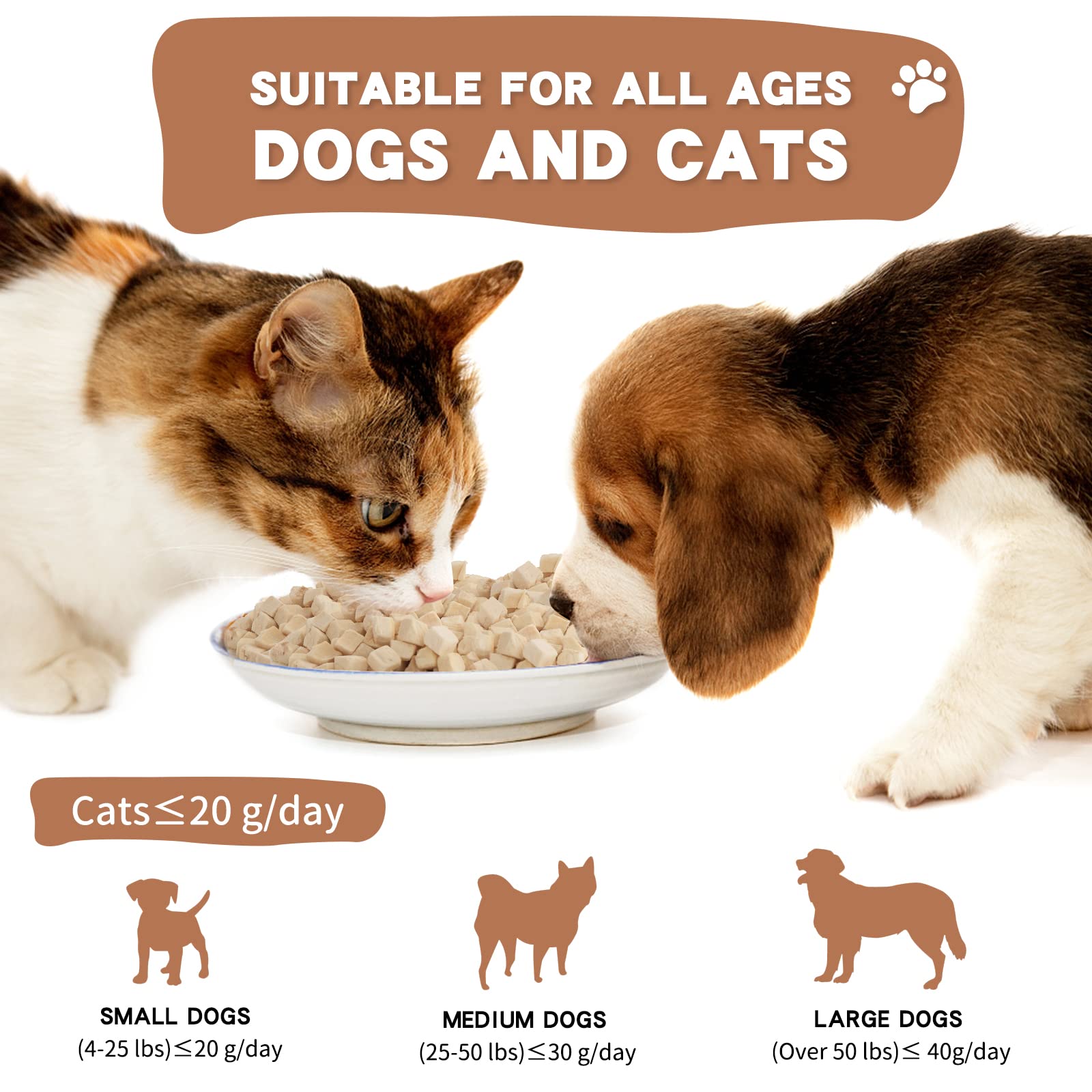 Dancing Tail Freeze Dried Raw Cat and Dog Treats, Healthy Limited Ingredient Chicken Cube Weight Control Traing Treats for Small