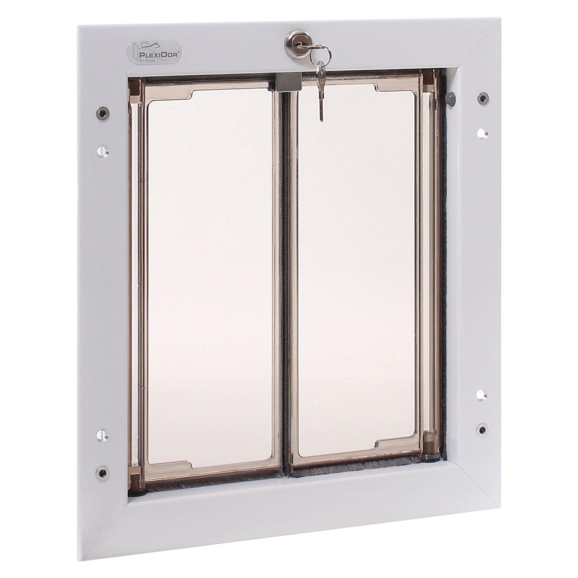 Plexidor Performance Pet Doors For Dogs And Cats - Door Mount Dog Door With Lock And Key - White, Medium Sizes