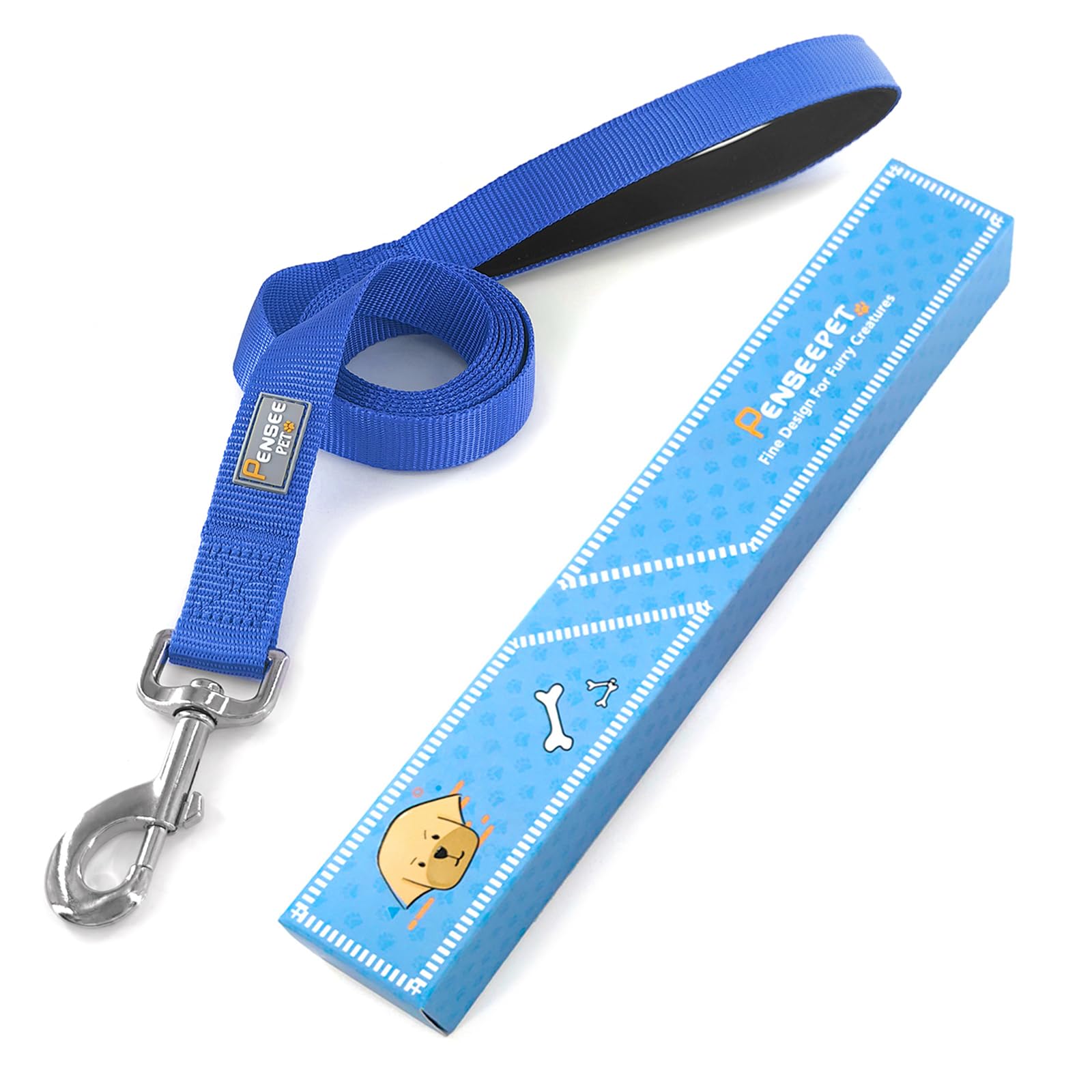 Penseepet Basic Dog Leashes 6 Ft Padded Handle Nylon Dogs Leashes For Large Dogs Blue
