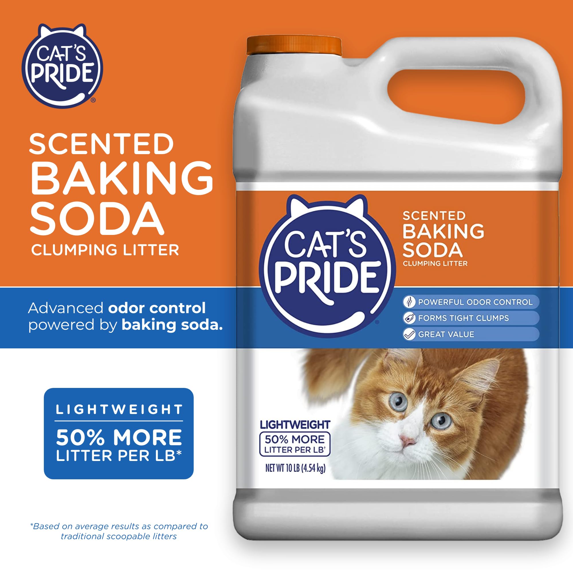 Cat'S Pride Lightweight Clumping Litter: Baking Soda - Powerful Odor Control - Scented, 10 Pounds