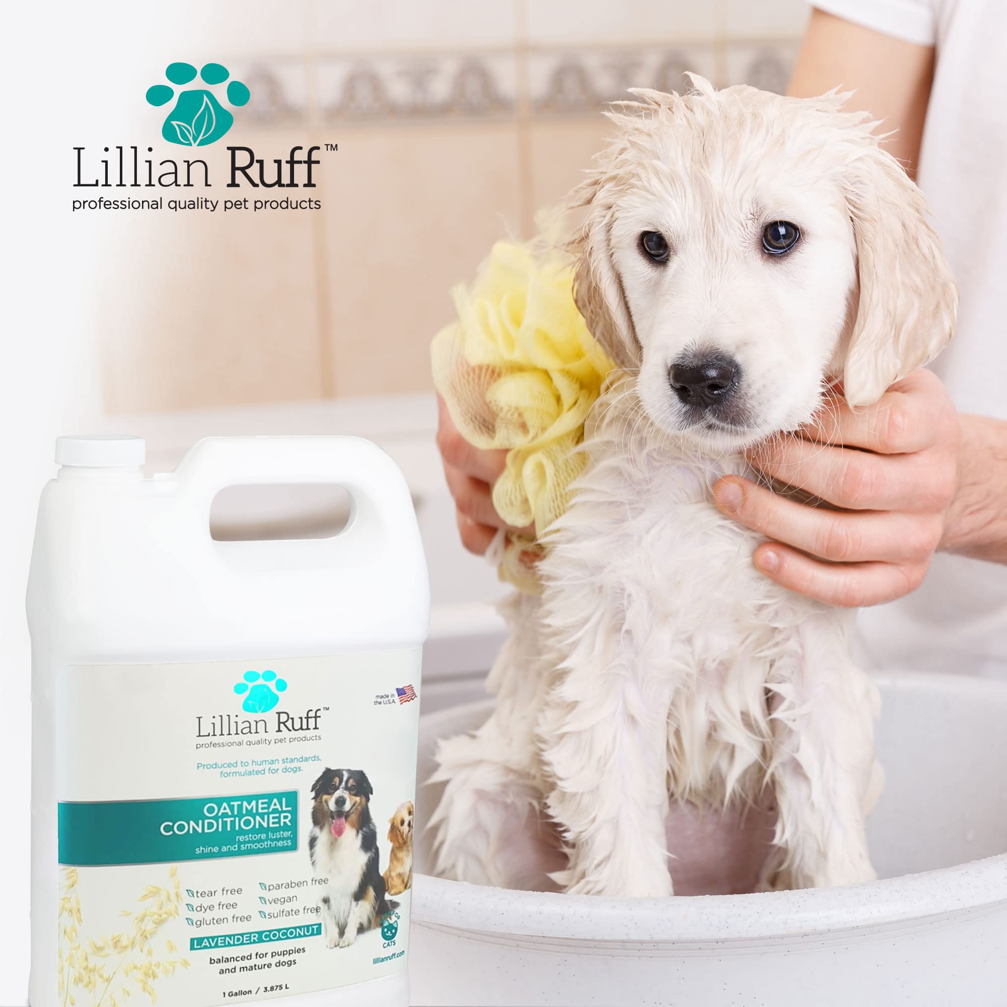 Lillian Ruff Calming Oatmeal Pet Conditioner For Dry Skin & Itch Relief With Aloe & Hydrating Essential Oils - Replenish Moistur