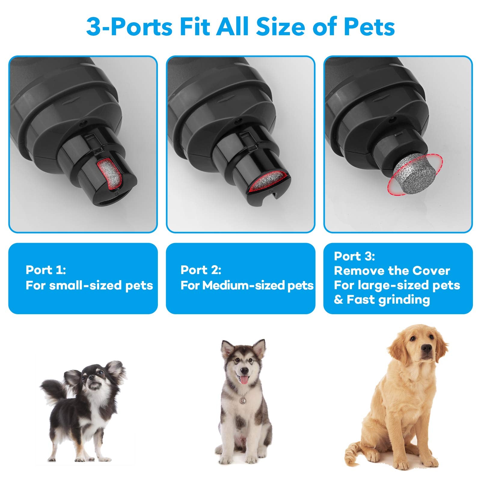 Casfuy Dog Nail Grinder With 2 Led Light - New Version 2-Speed Powerful Electric Pet Nail Trimmer Professional Quiet Painless Paws Grooming & Smoothing For Small Medium Large Dogs And Cats (Grey)