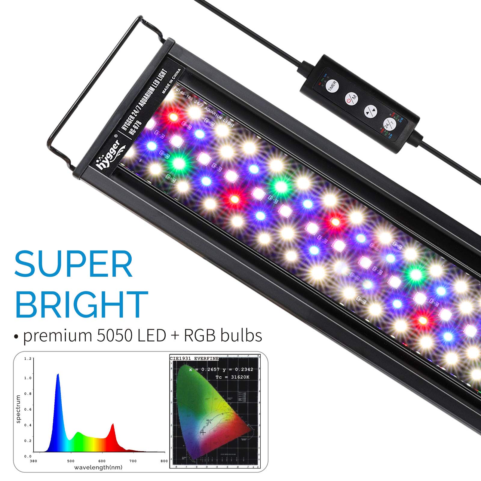 Hygger Advanced Led Aquarium Light With Timer, 24/7 Lighting Cycle & Diy Mode, Full Spectrum Fish Tank Light For 48-54 In Freshwater Planted Tank