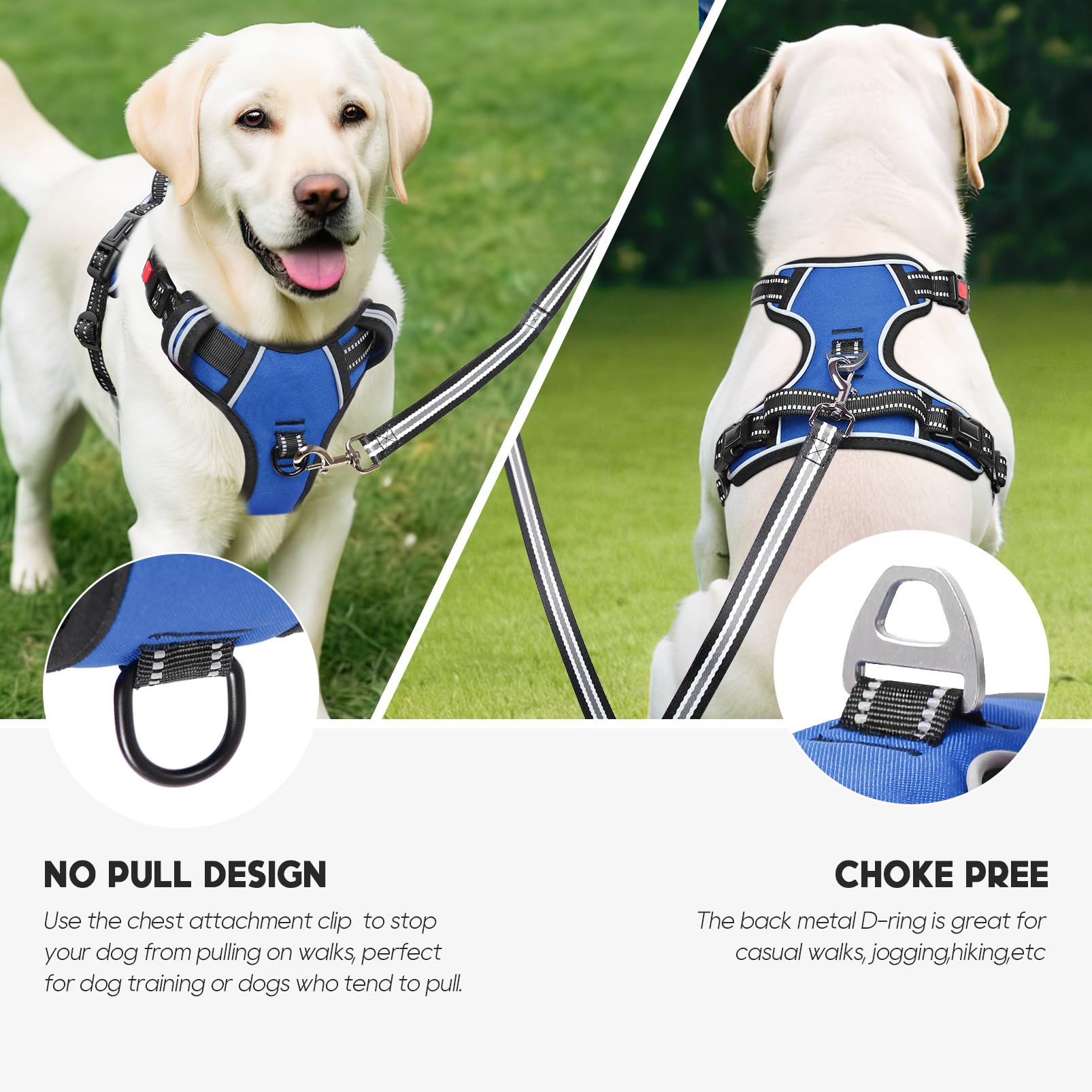 Timos Dog Harness for Medium Dogs, No Pull Service Vest with Reflective Strips and Control Handle,No Choke Dog Harness with 2 Me