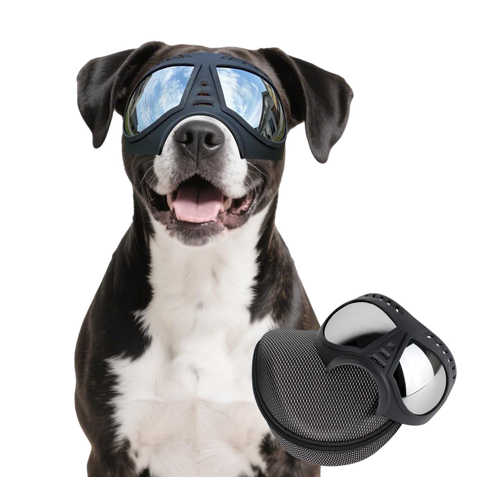 Billionchains Dog Goggles Windproof For Medium-Large Breeds Dog Sunglasses Anti-Uv With Adjustable Straps - Black