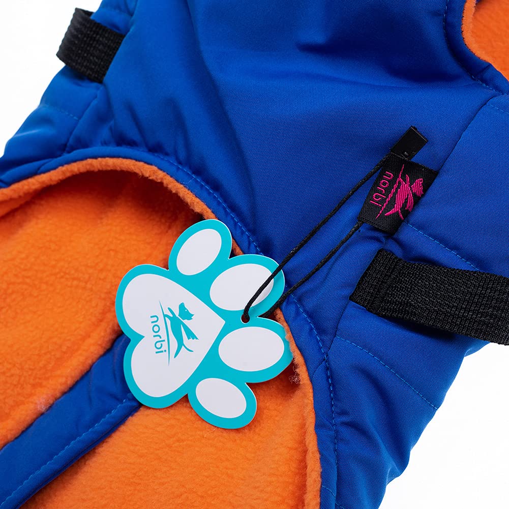 Norbi Pet Warm Jacket Small Dog Vest Harness Puppy Winter 2 In 1 Outfit Cold Weather Coat (3Xl, Blue)