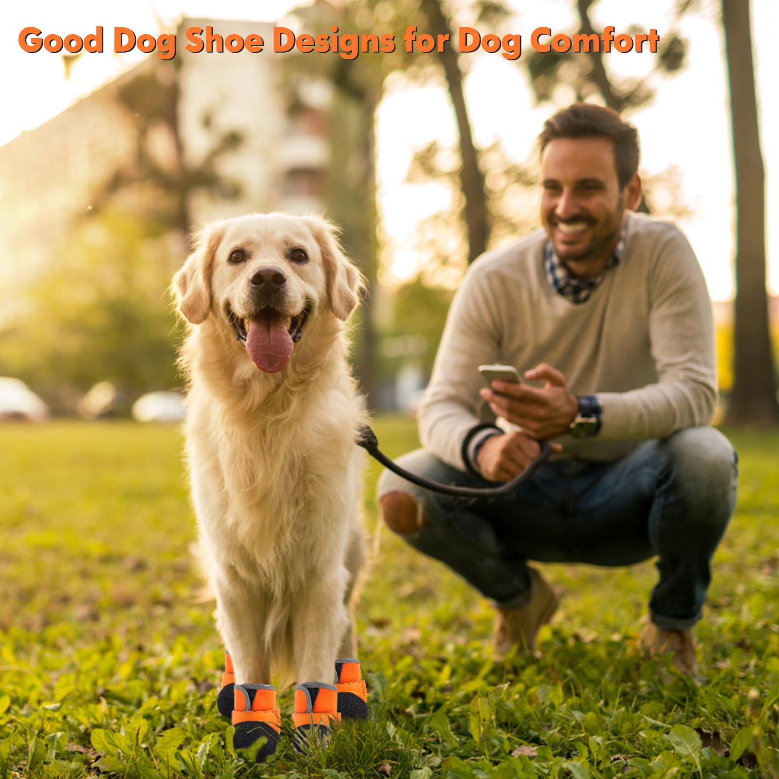 DOGOYS Dog Shoes, Outdoor Dog Boots Non-Slip Waterproof Dog Booties for Medium to Large Dogs 4Pcs for Winter Snowy Day, Summer H
