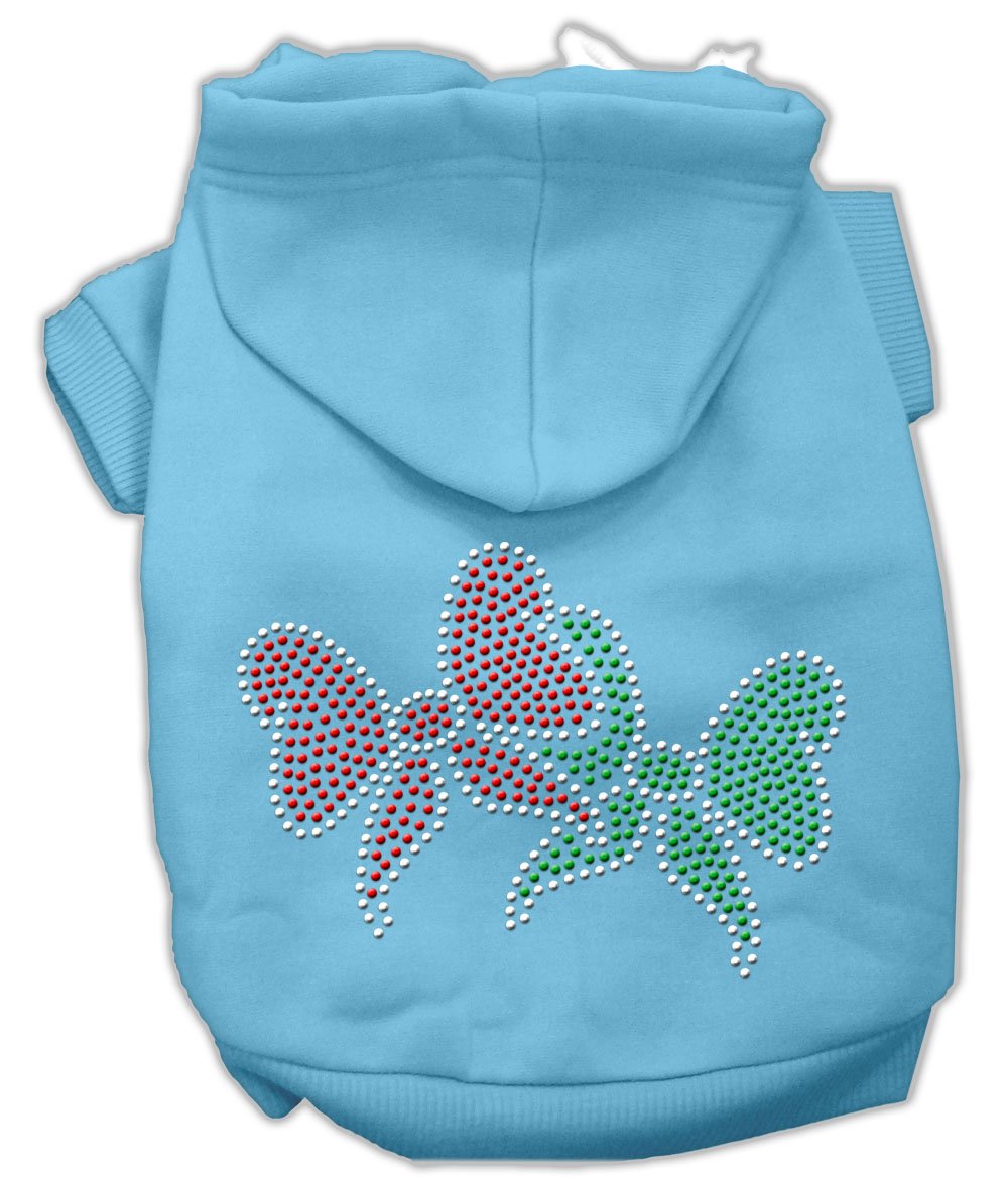 Mirage Pet Products 14-Inch Christmas Bows Rhinestone Hoodie, Large, Baby Blue