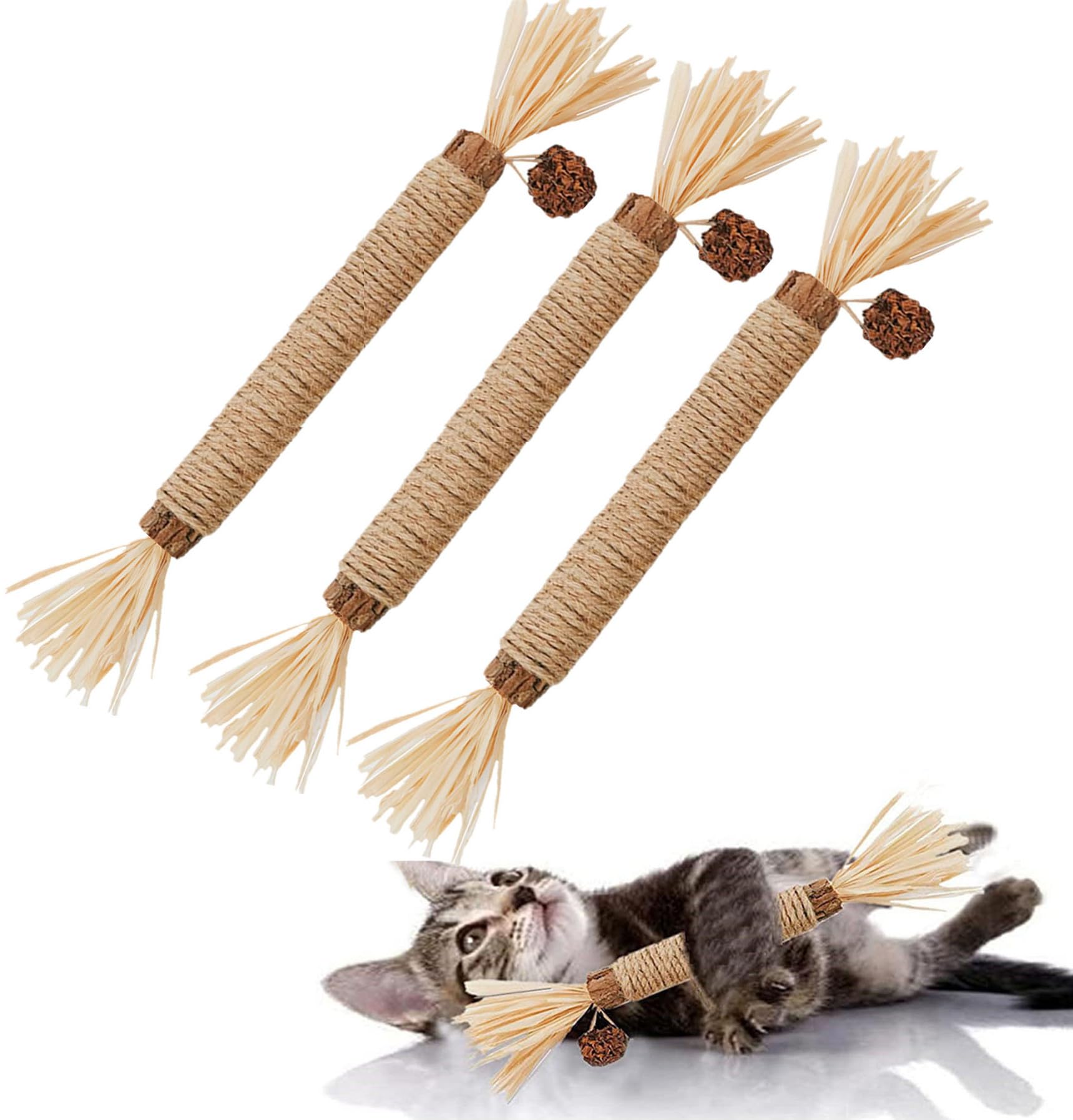 Grembeb Cat Toys,1Pack Silvervine Chew Stick,Kitten Treat Catnip Toy Kitty Natural Stuff Catnip For Cleaning Teeth Indoor Dental