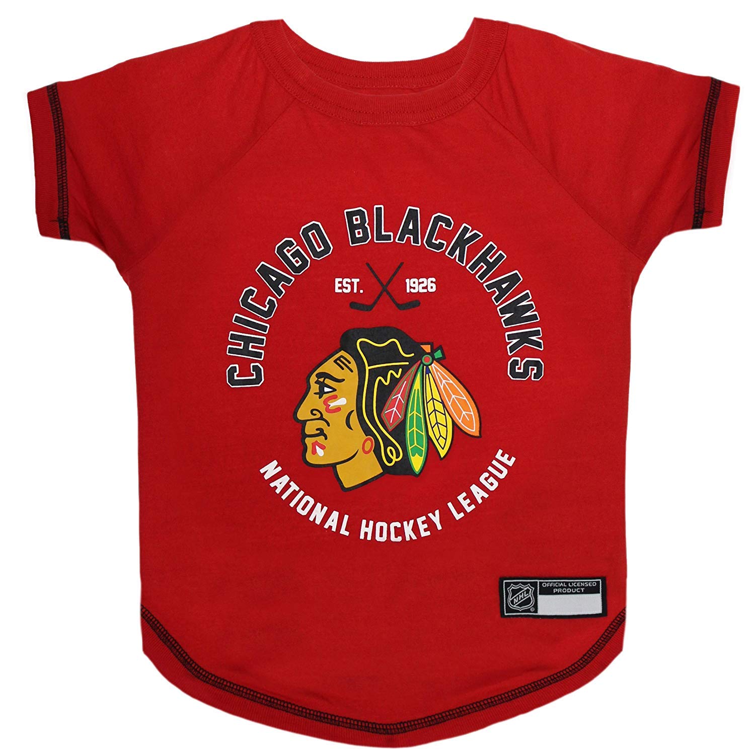NHL Chicago Blackhawks Tee Shirt for Dogs & Cats, X-Small. - Are You A Hockey Fan? Let Your Pet Be An NHL Fan Too!