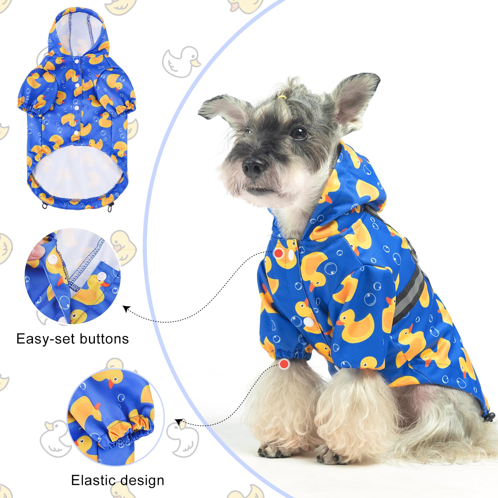 Beautyzoo Dog Raincoat Hooded With Harness Built-In, Slicker Poncho, Waterproof Dog Rain Coat For Winter Rainy Snowy Days, Yello