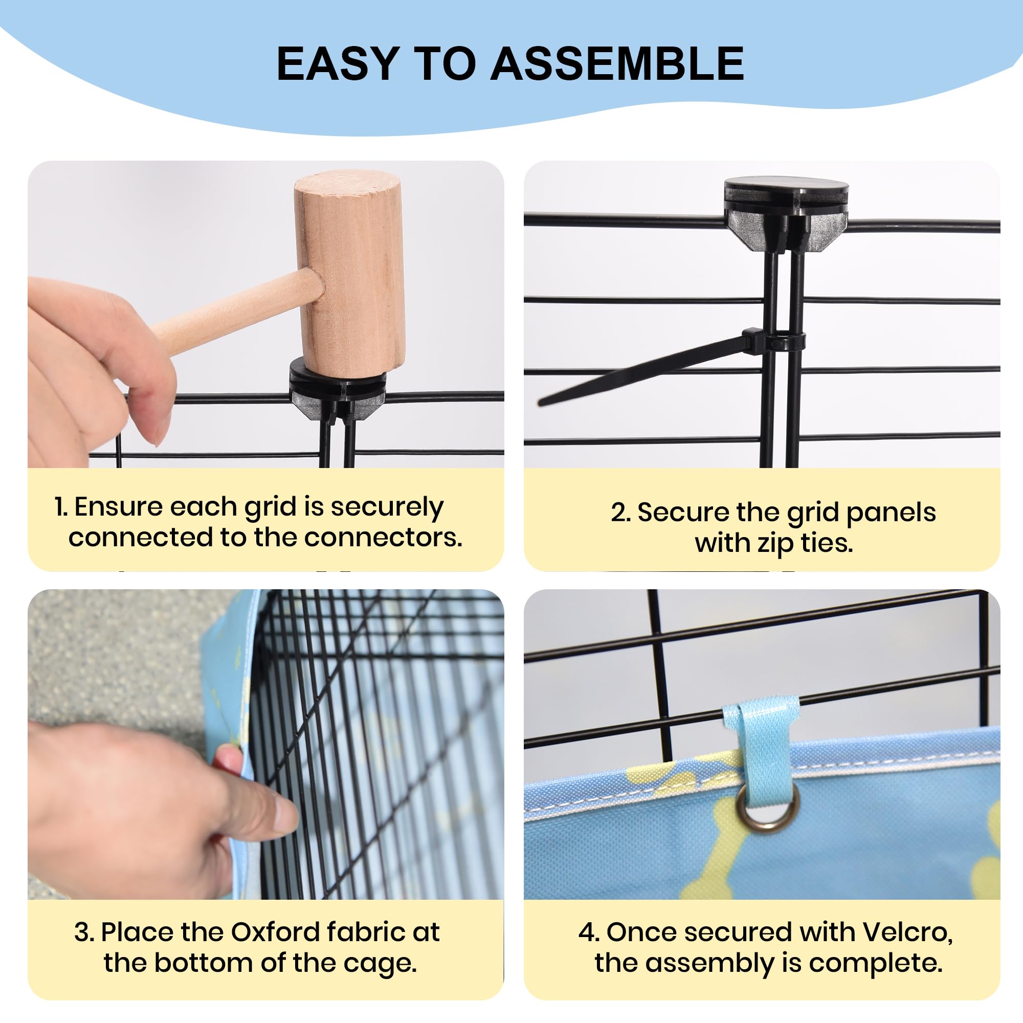 Modeslab Guinea Pig Cages With Liner, 8-Sqft Small Animal Pet Playpen Indoor C&C Habitat Cage For Rabbit Puppy Hedgehog Outdoor