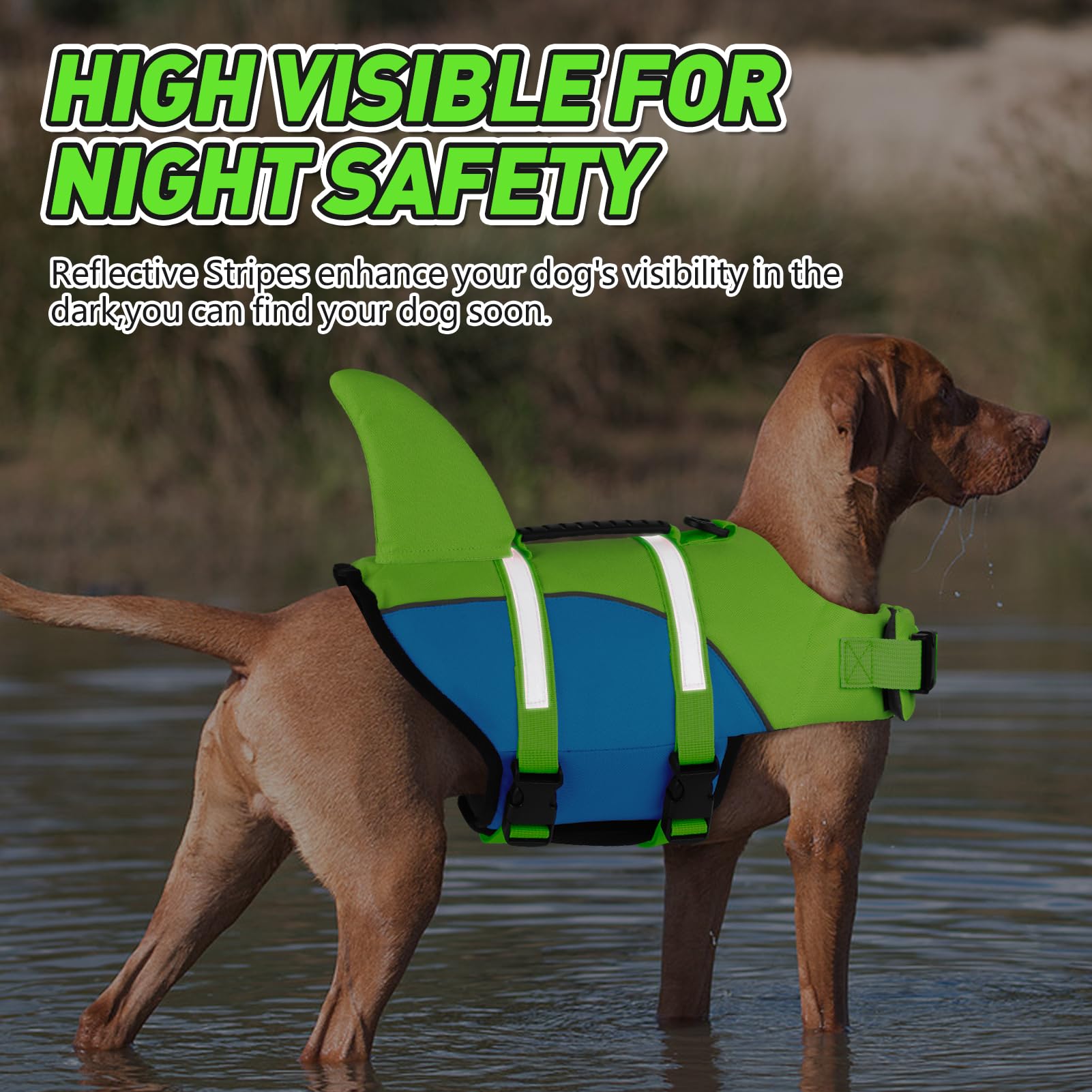 Doglay Shark Dog Life Jacket With Superior Buoyancy And Rescue Handle, Adjustable Ripstop Vest For Swimming Boating, Pet Flotati
