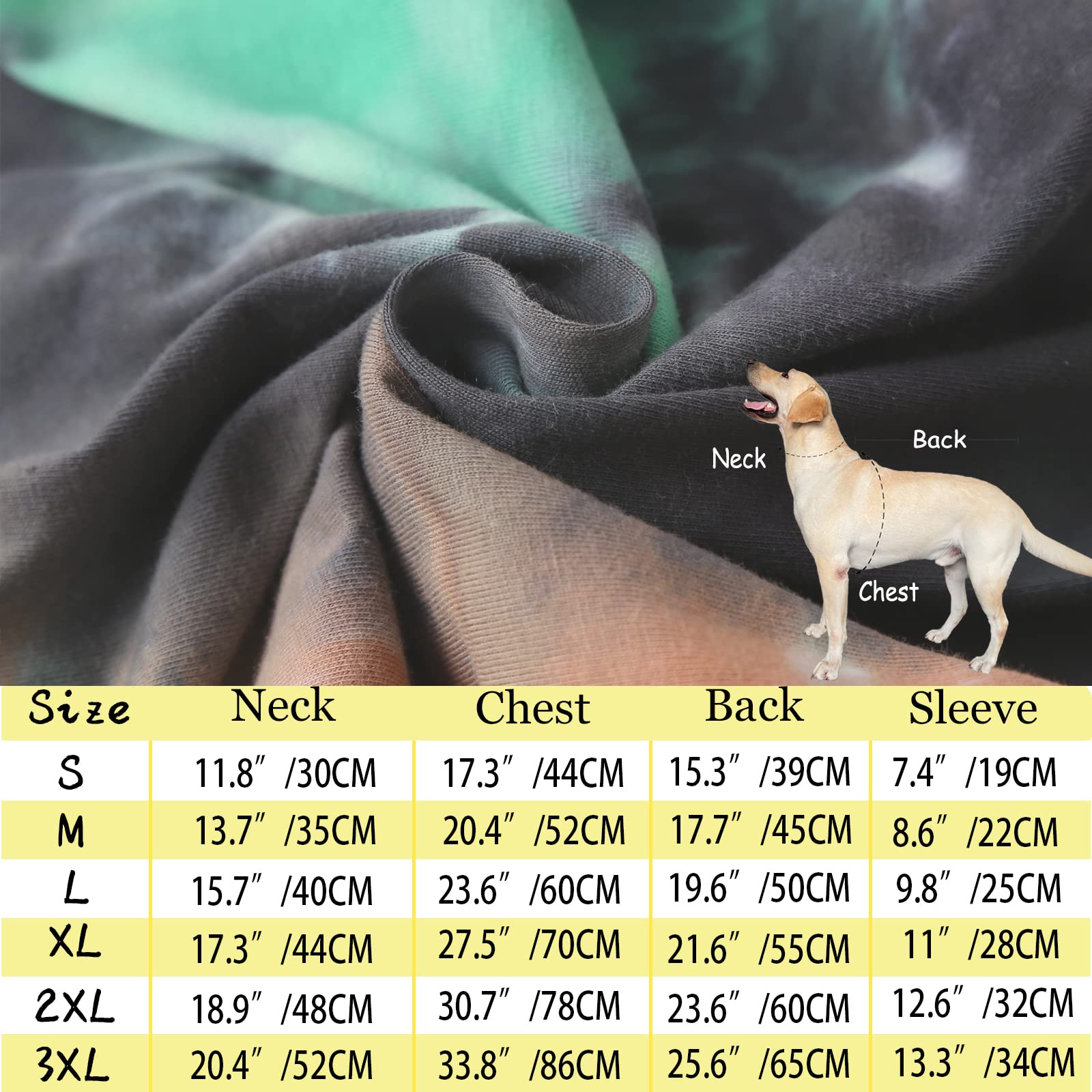 Pripre Dog T Shirt Striped Tie Dye Dog Clothes For Large Dogs Breathable Stretchy Cotton Clothes Dog Pajamas (Greenorange, Xxl)