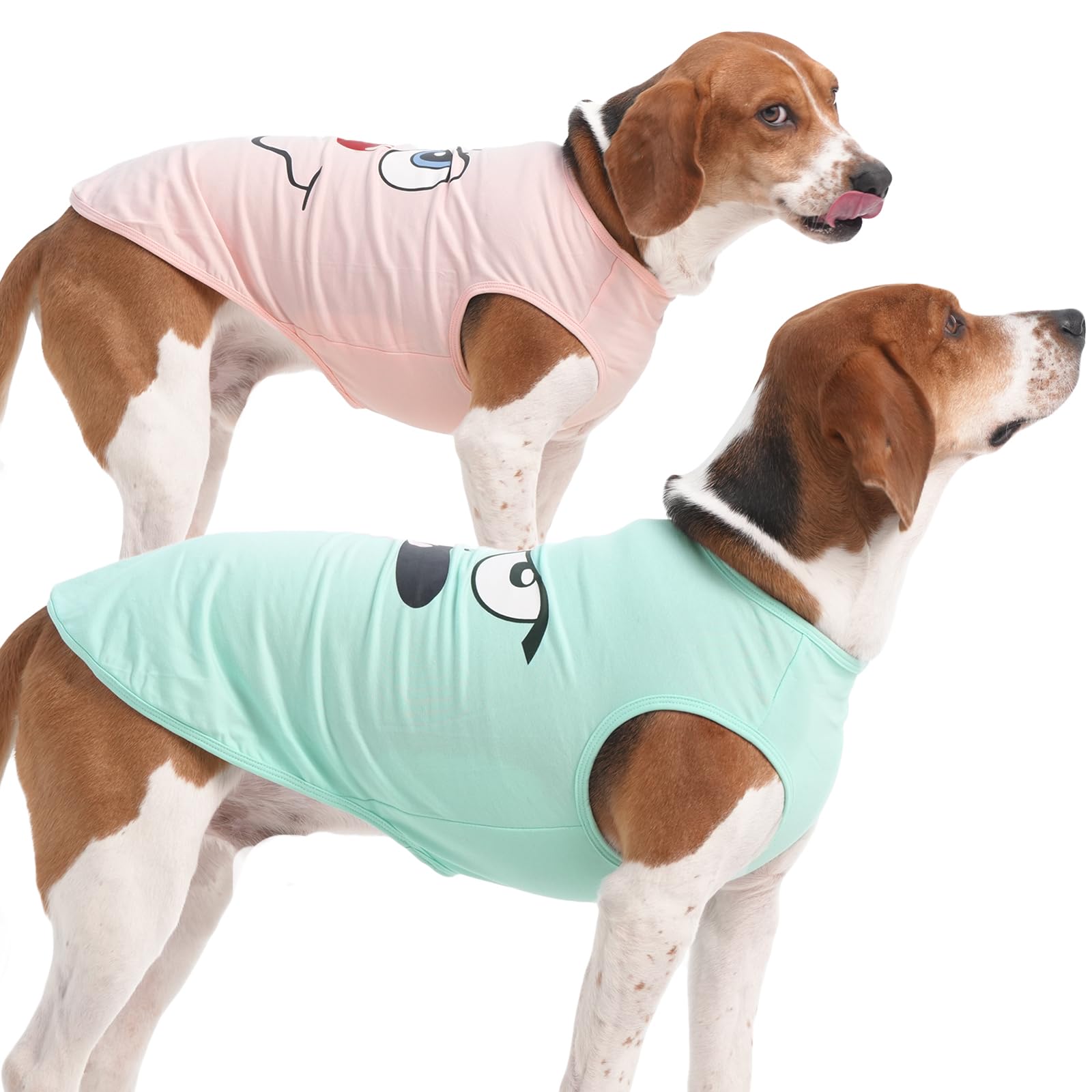 Iecoii 2 Pack Pet Tank Top Tee Sleeveless| Large |Summer Dog Clothes Apparel,Pet Funny Costume Doggy T-Shirts Clothing For Mediu