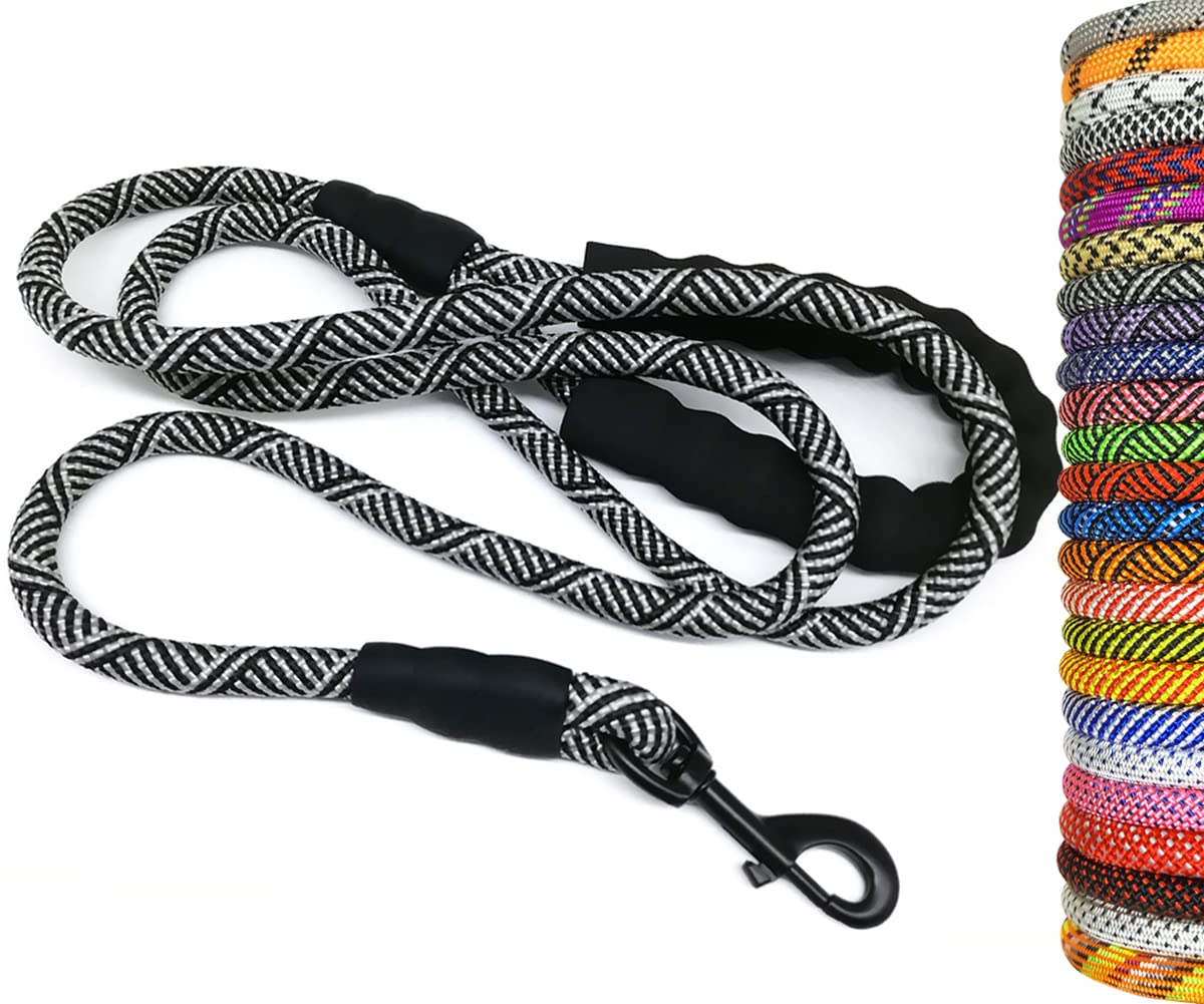 Maypaw Heavy Duty Rope Dog Leash, 3/4/5/7/6/8/10/12/15 Ft Nylon Pet Leash, Soft Padded Handle Thick Lead For Large Medium Dogs S
