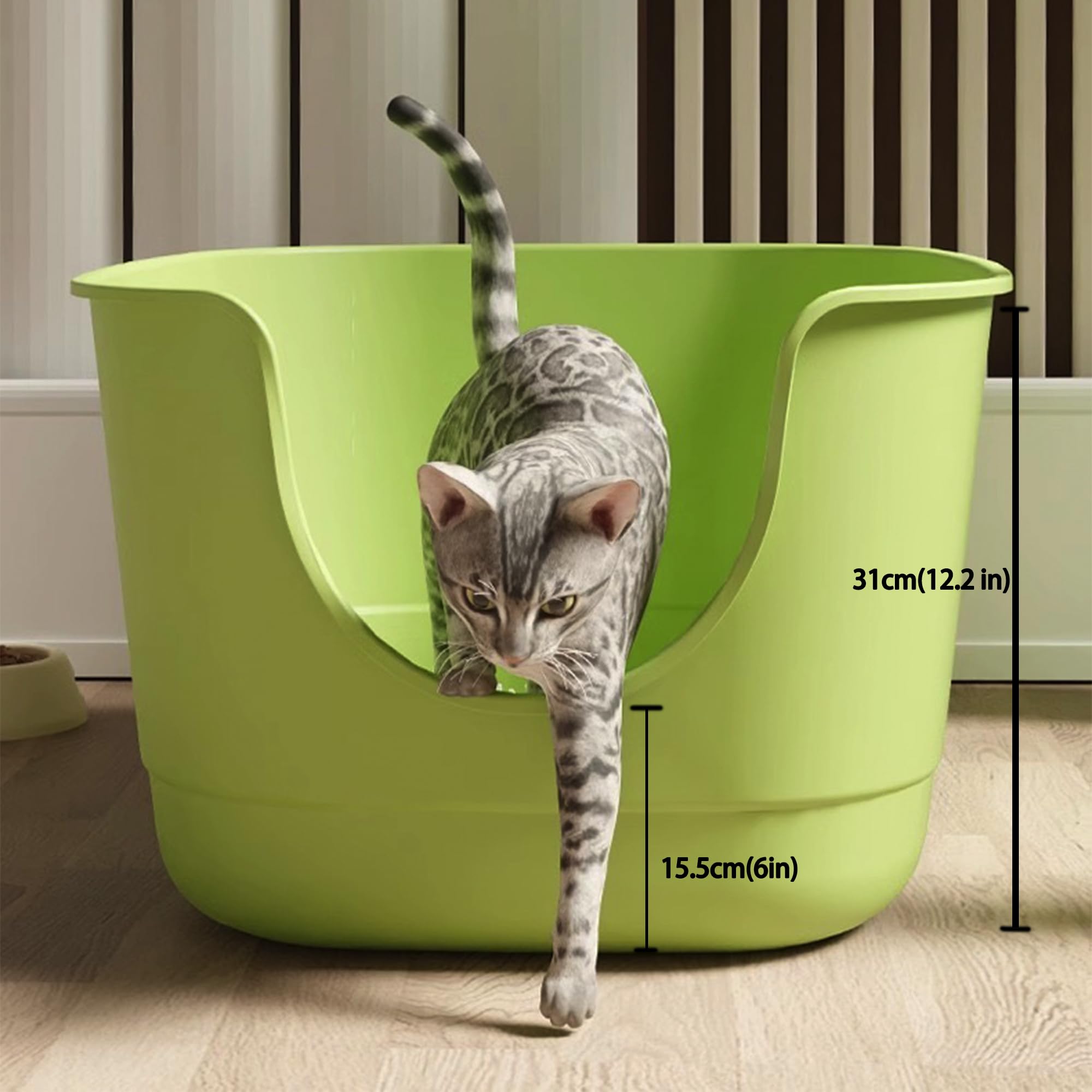 Gefryco Jumbo Cat Litter Box - X-Large Green High Wall Anti-Splashing Design, Tool-Free Assembly for Multi Cats