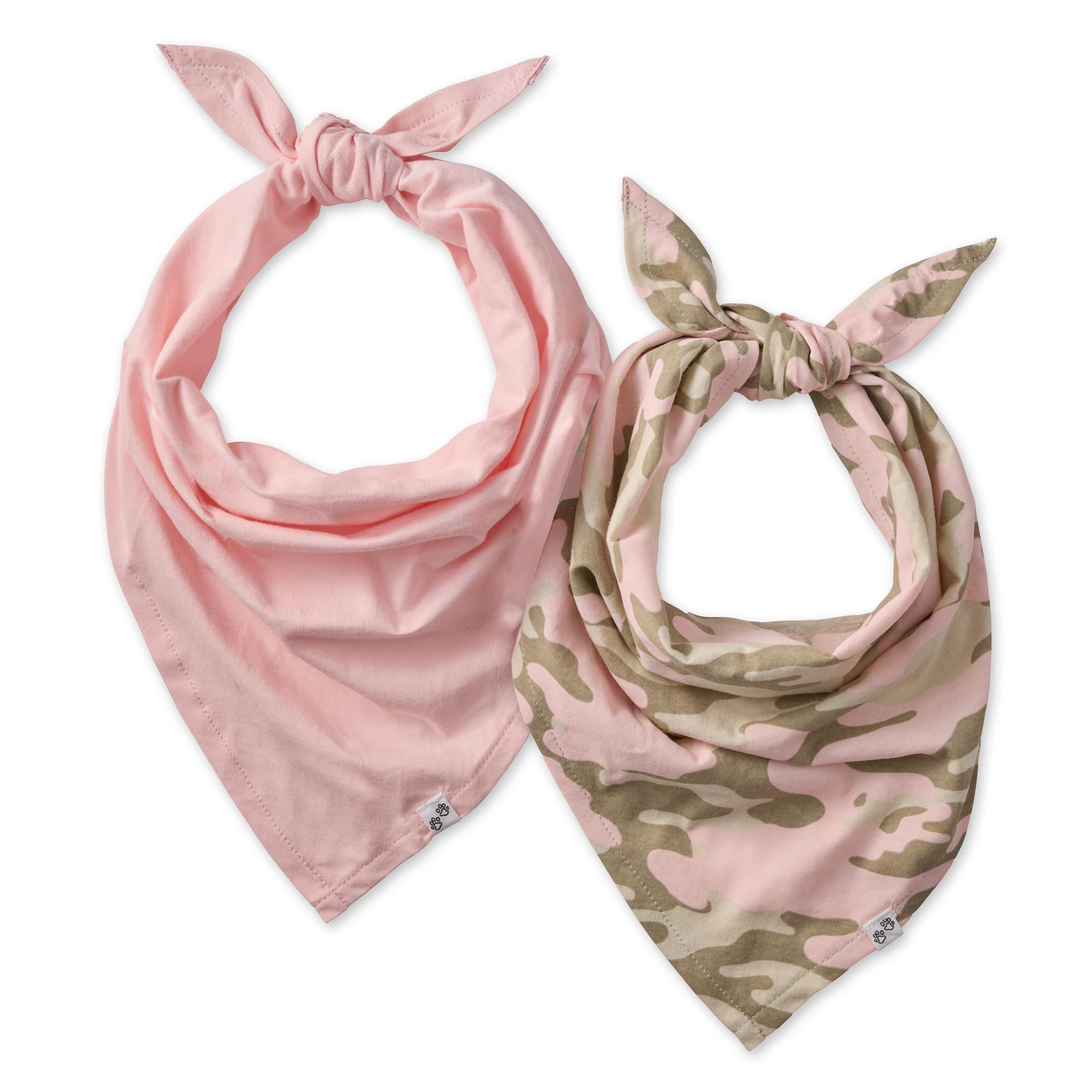 Pet Passion Multipack 100% Organic Cotton Pet Bandanas For Small, Medium And Large Dogs, Camo-Pink, Medium/Large