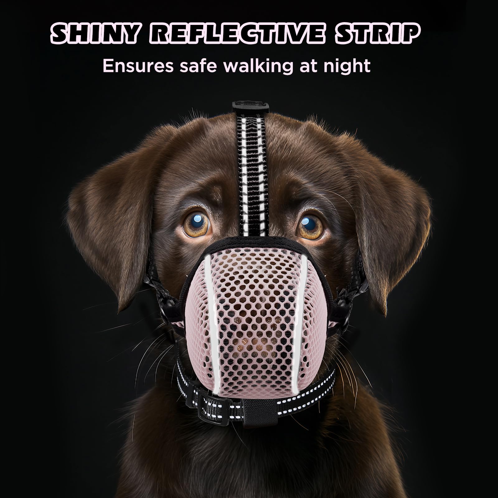 Dog Muzzle,Mesh Soft Muzzle For Small Medium Large Sized Dogs, Breathable Reflective Adjustable Puppy Muzzles With Collar For Sc