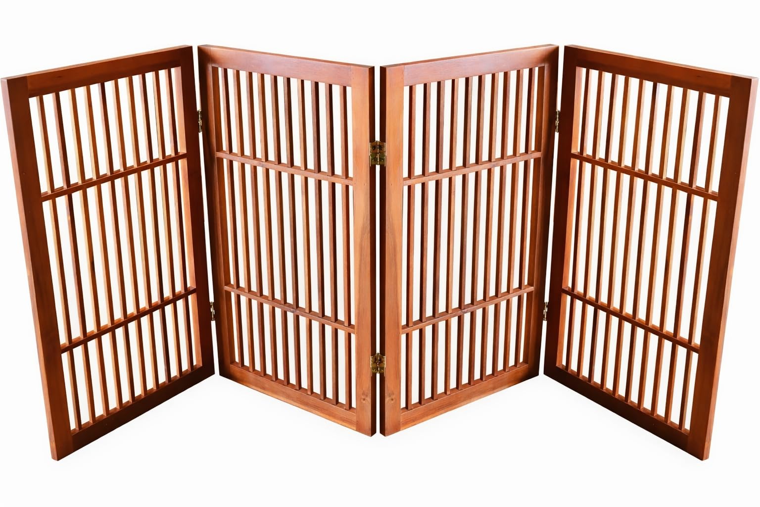 Urnporium Pet Dog Gate Freestanding, Strong Durable Folding Wooden Fence, Portable Acacia Hardwood Safety Barrier for Indoor & O