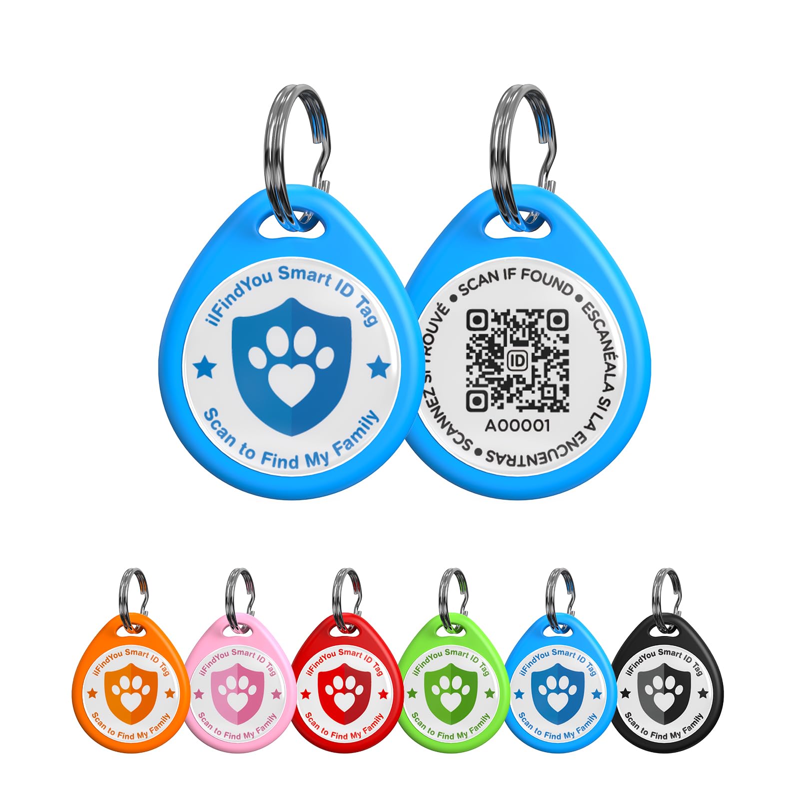 ilFindYou Personalized QR Code Tag for Kitten Collar, Cat Tracker With Scan Location Alerts, Blue S