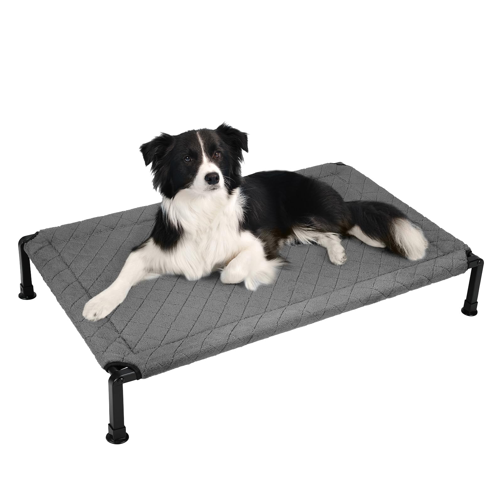 Veehoo Warm Plush Elevated Dog Bed - Raised Pet Bed With Heavy Duty Frame, Non-Slip Silicon Feet, Washable & Breathable Dog Cot,