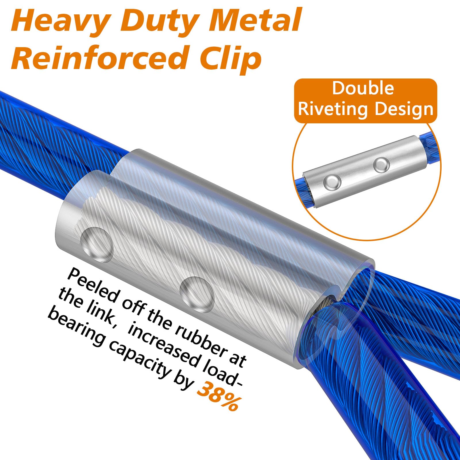 Xiaz Dog Tie Out Cable, Dog Runner For Yard Steel Wire Dog Cable With Durable Lockable Clips, 50Ft Dog Chains For Outside Dog Lead For Medium Dogs Up To 60 Lbs